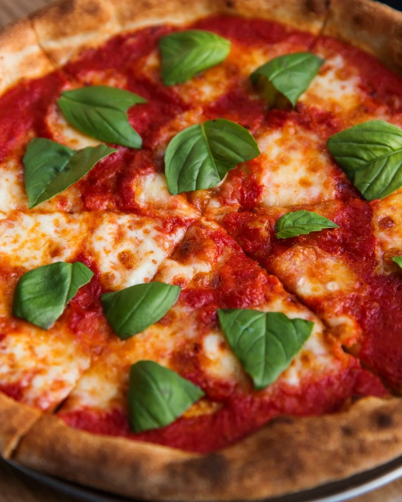 A slice of happiness.
Data from our extensive research shows us that just one slice of our pizza makes you 30% hotter and 44% happier.

Our chef uses a special 48-hour fermented sourdough recipe. It's alleged they often repeat words of affirmation th