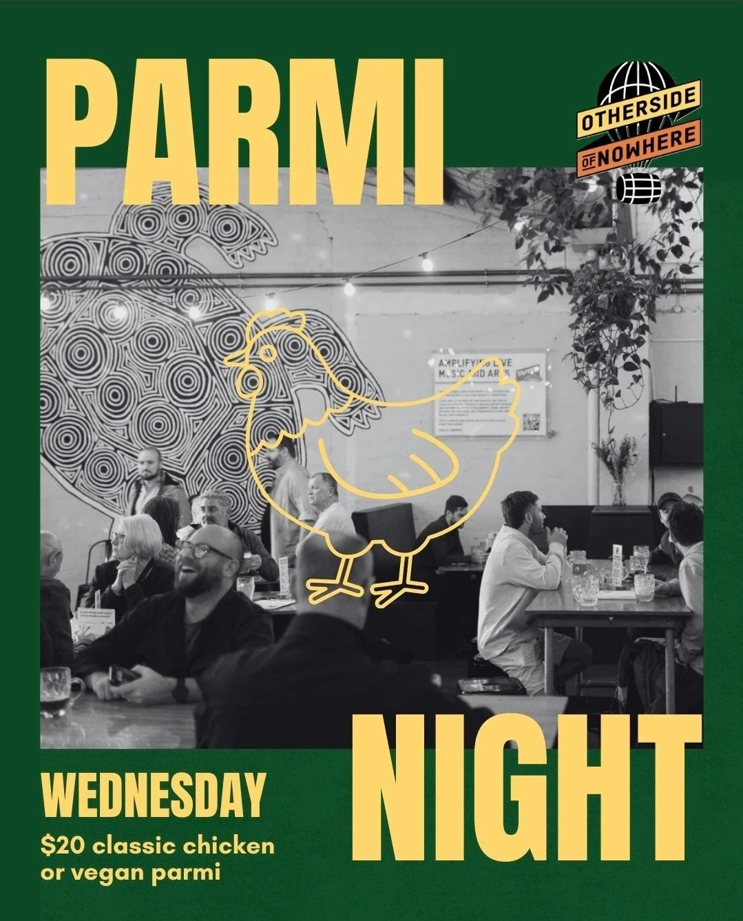 DAILY DEAL
Forget cooking tonight - bring your family or friends in for a midweek treat.

Choose from our original chicken parmi or a plant-based alternative 🥬