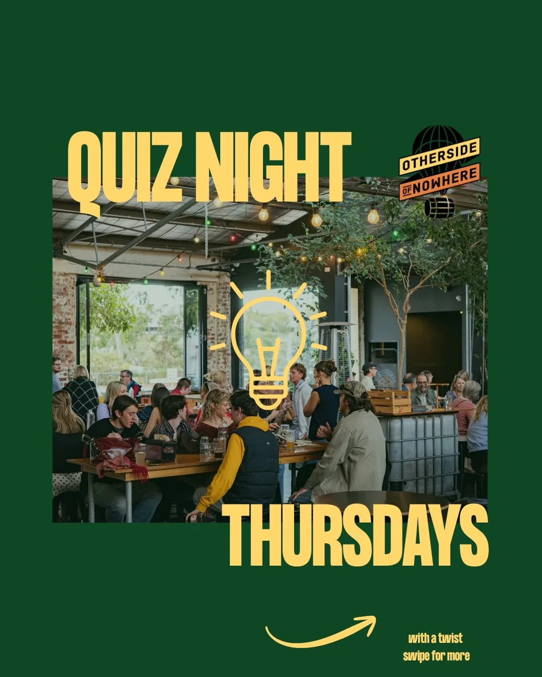 Quiz night this Thursday but with a twist. Meet our new friends Fred and Wilma. Before 7pm they will be hiding around the venue, find them snap us a with your team name on Instagram for a bonus point before the quiz even starts. Every team entry also