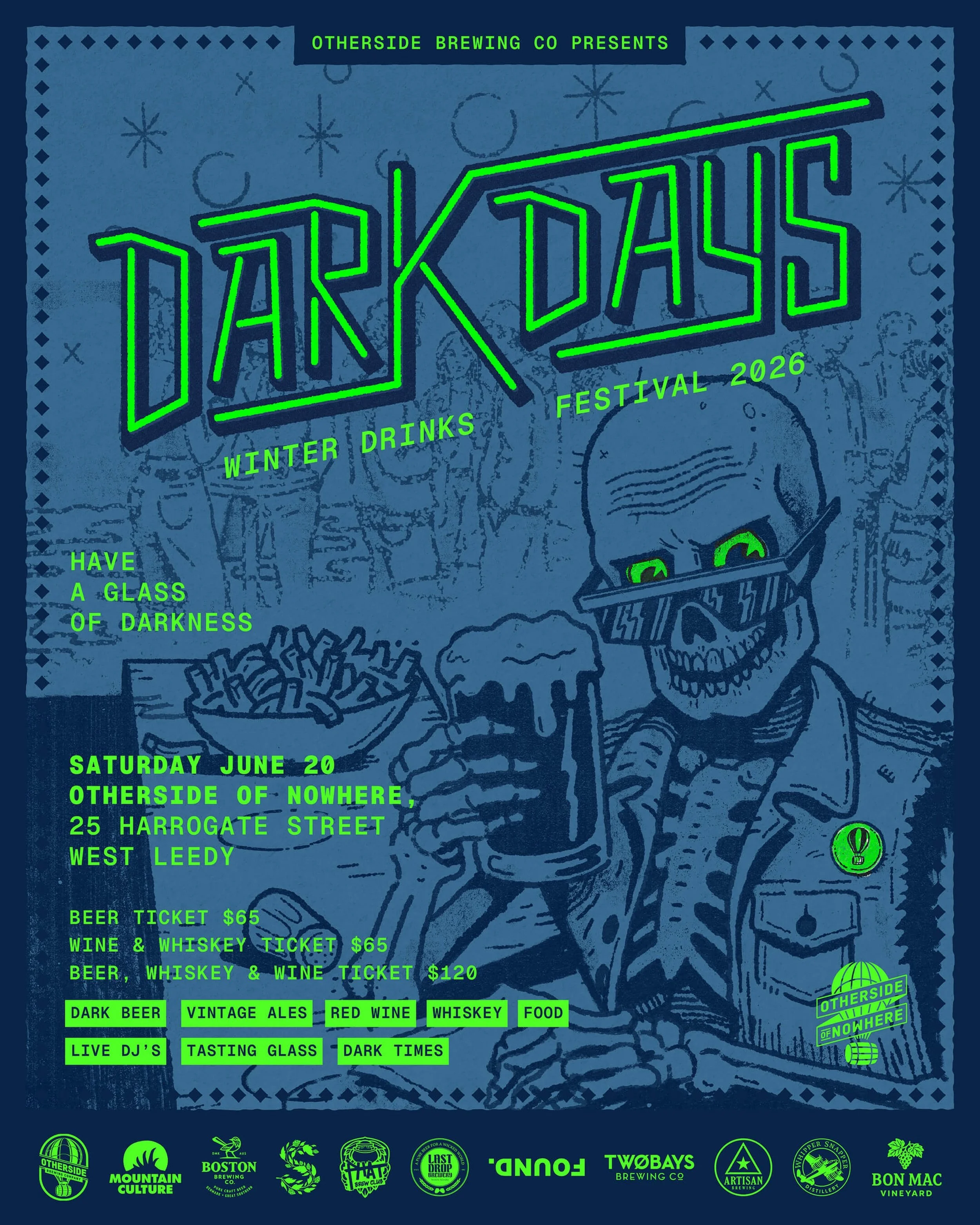 DARK DAYS 2026!!! Our winter drinks festival returns June 20th, accompanied by some of our very good mates. Featuring one-off releases, vintage bangers, beers, whiskey and more from all your favourite brewers. Trust me you don&rsquo;t wanna miss this