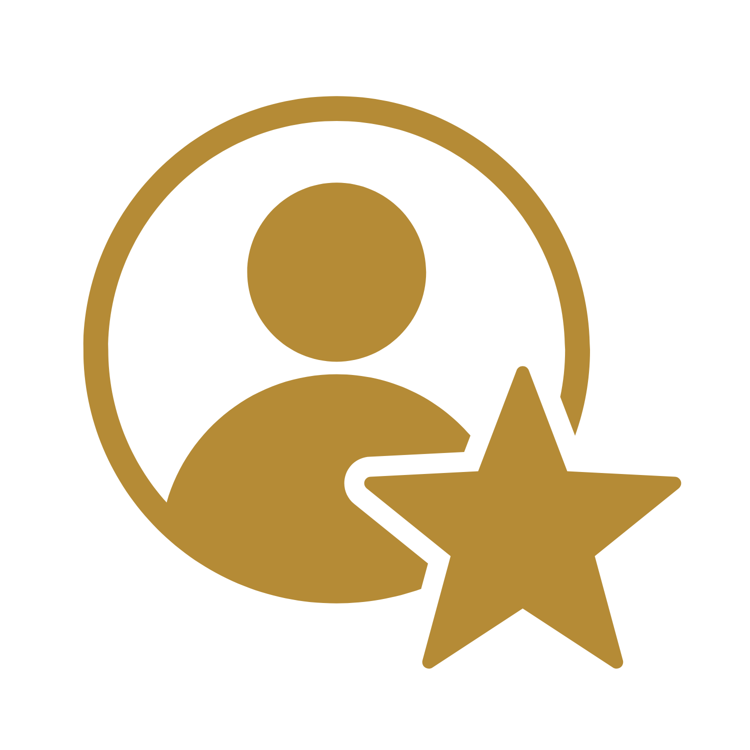Icon of a person with a star, in gold color.