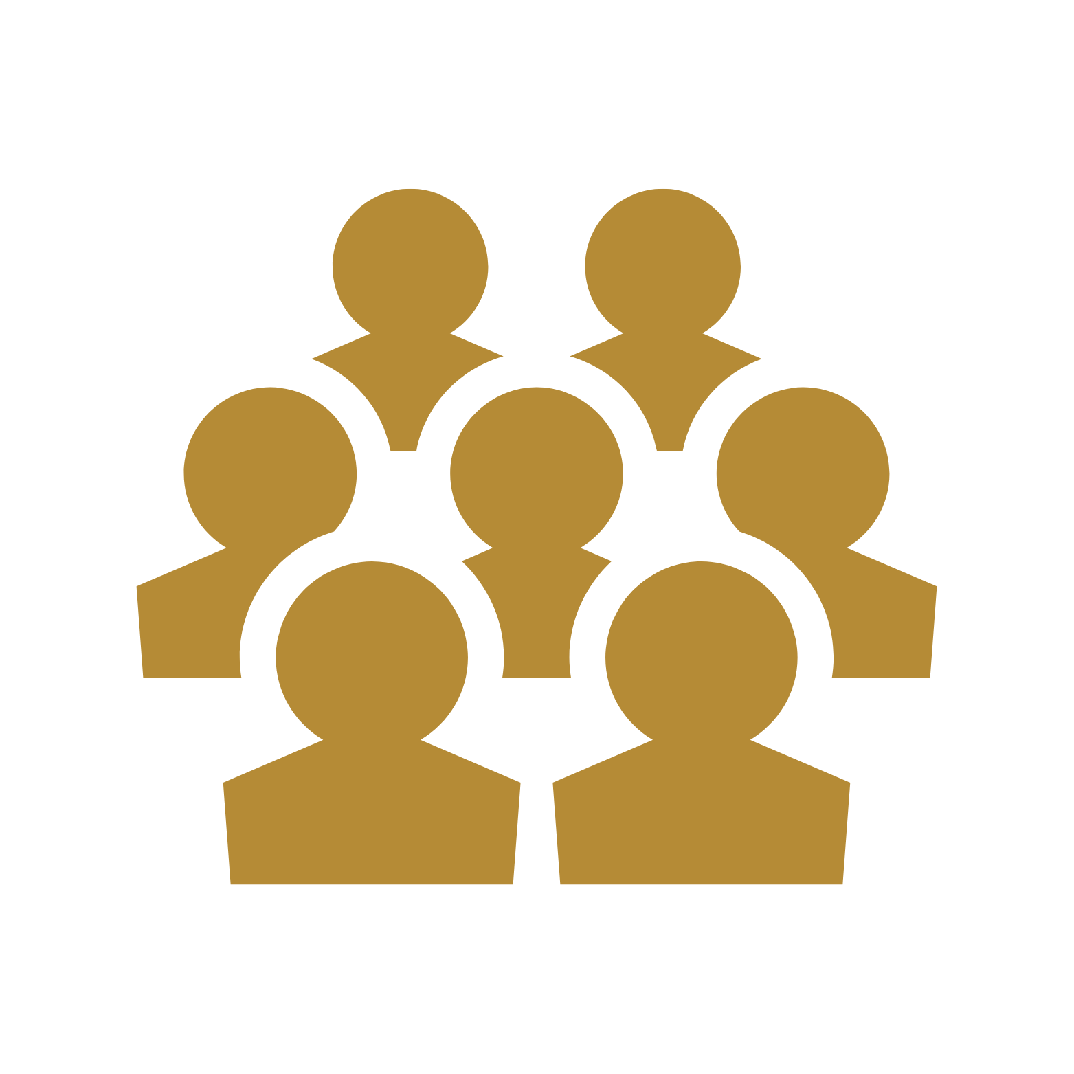 Icon of a group of eight golden people symbols arranged in a pyramid shape.