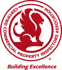 Seal of the Certified Commerical Building Inspector's Association with a dragon and the phrase "Building Excellence" in red.