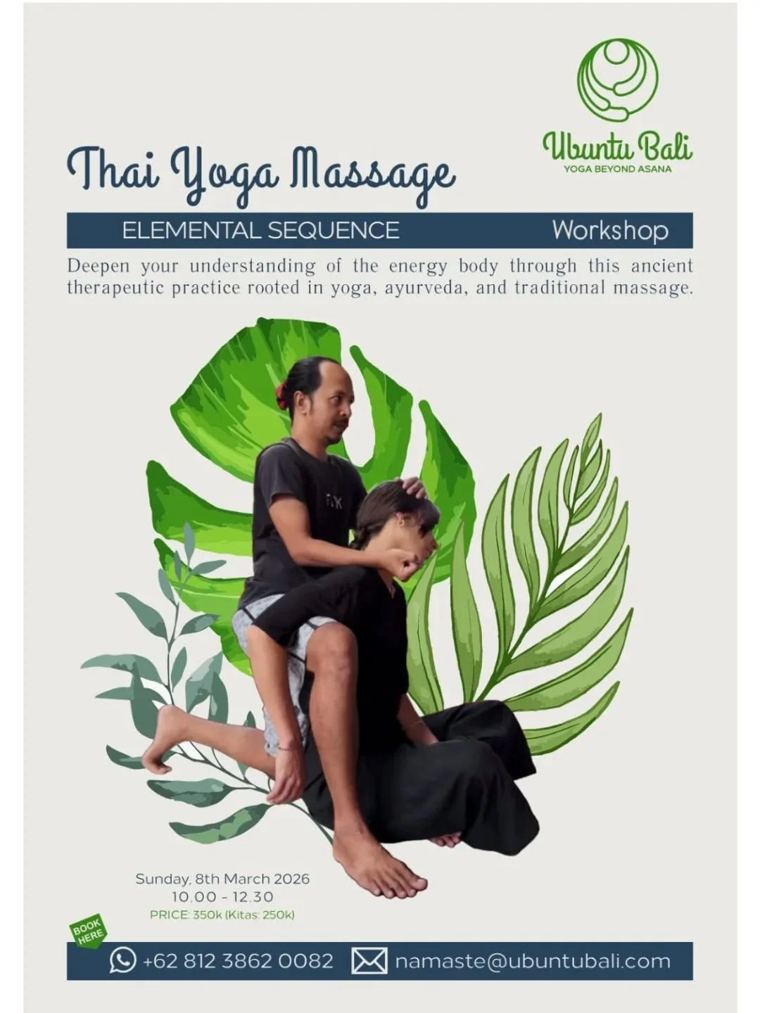 Open for everyone. In this workshop we will learn and bring home a simple Thai massage sequence that is safe to practice on anyone and also covers a lot of foundational techniques and basics. We will begin with a simple understanding of energy lines 