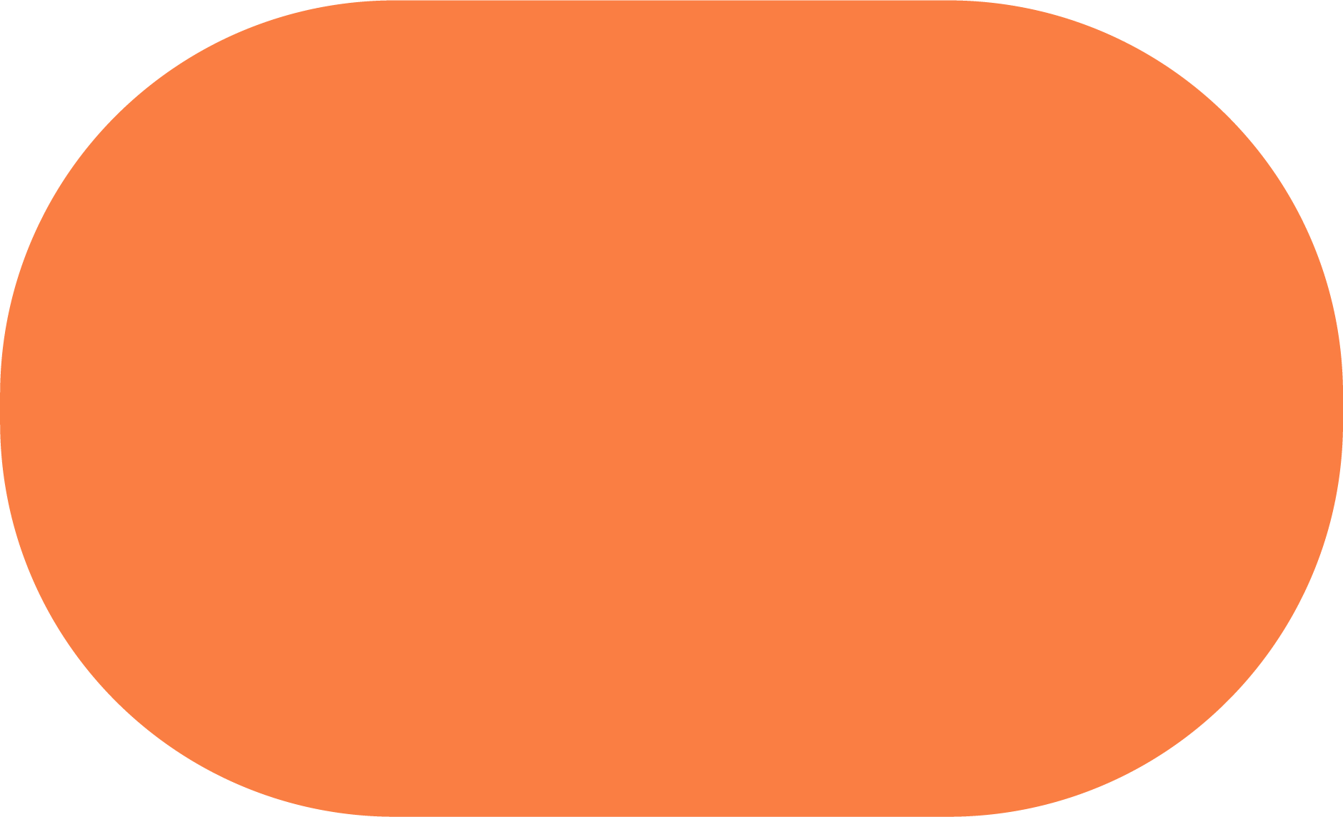 A large orange oval shape on a black background.