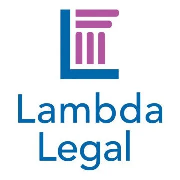 Lambda Legal Logo; blue block lettering of "Lambda Legal" on white background.