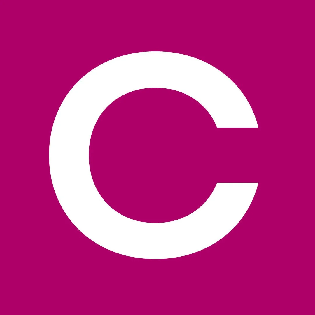 Colage logo, a square magenta with a large bold white "C"