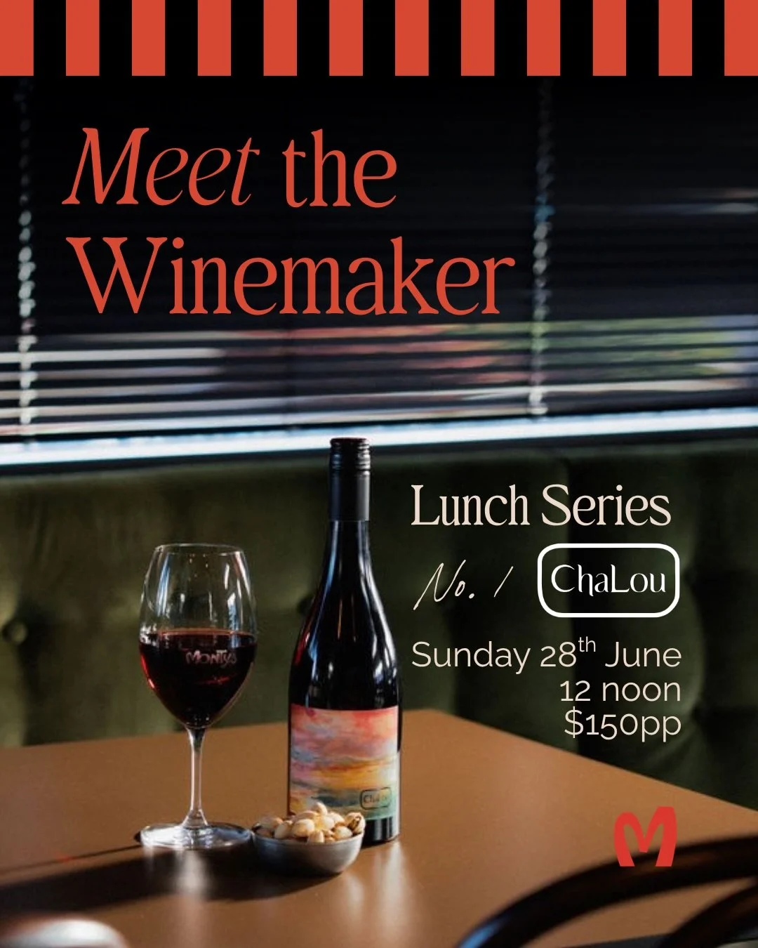 A long Sunday lunch with one of our favourite local wineries and the first in our series of Meet The Winemaker events.

Five courses.
Excellent wine.
Questionable decision-making by dessert.

Meet @chalouwines at Monty&rsquo;s on June 28th&hellip;
$1