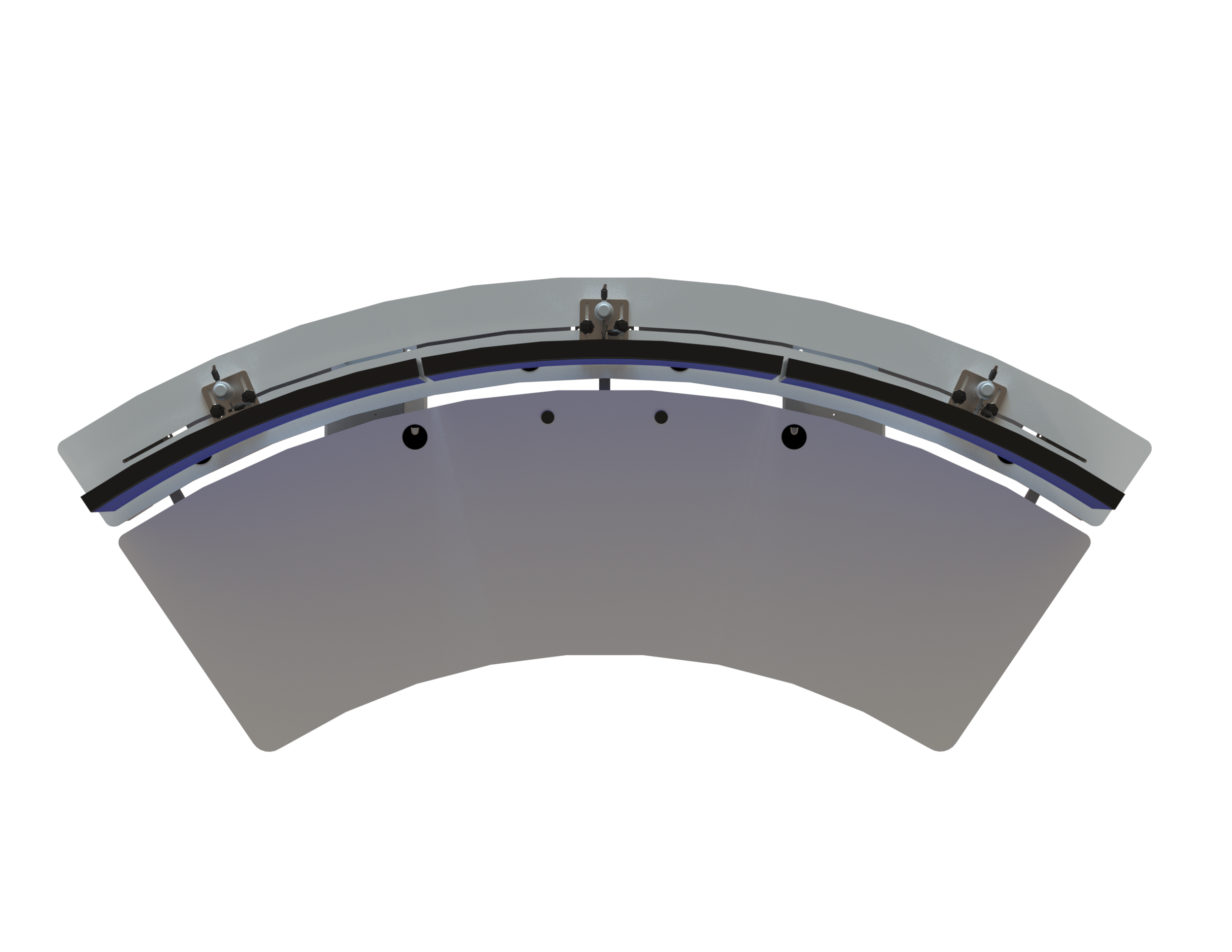 Operatørbord med buet plate og skjermer