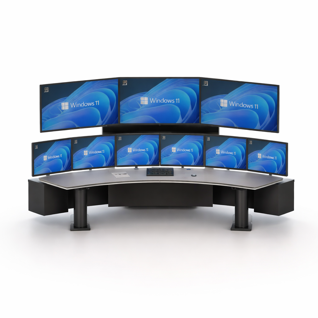 Et helhetlig konsept for overvåkning av prosesser med skjermer på bordet og storskjermer i bakkant for toltal kontroll