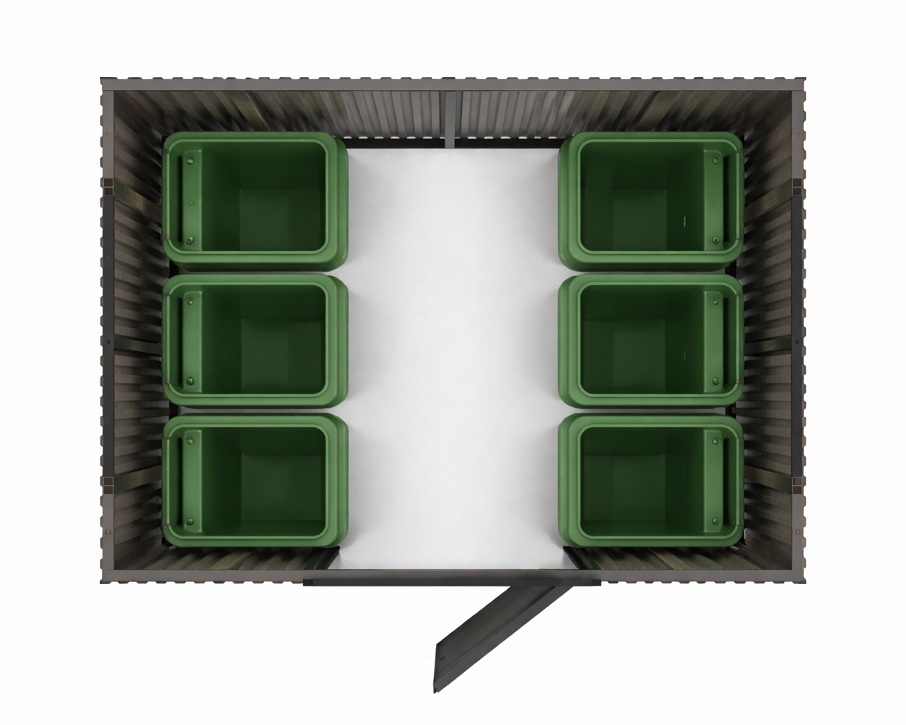 Søppelskur med god kapasitet