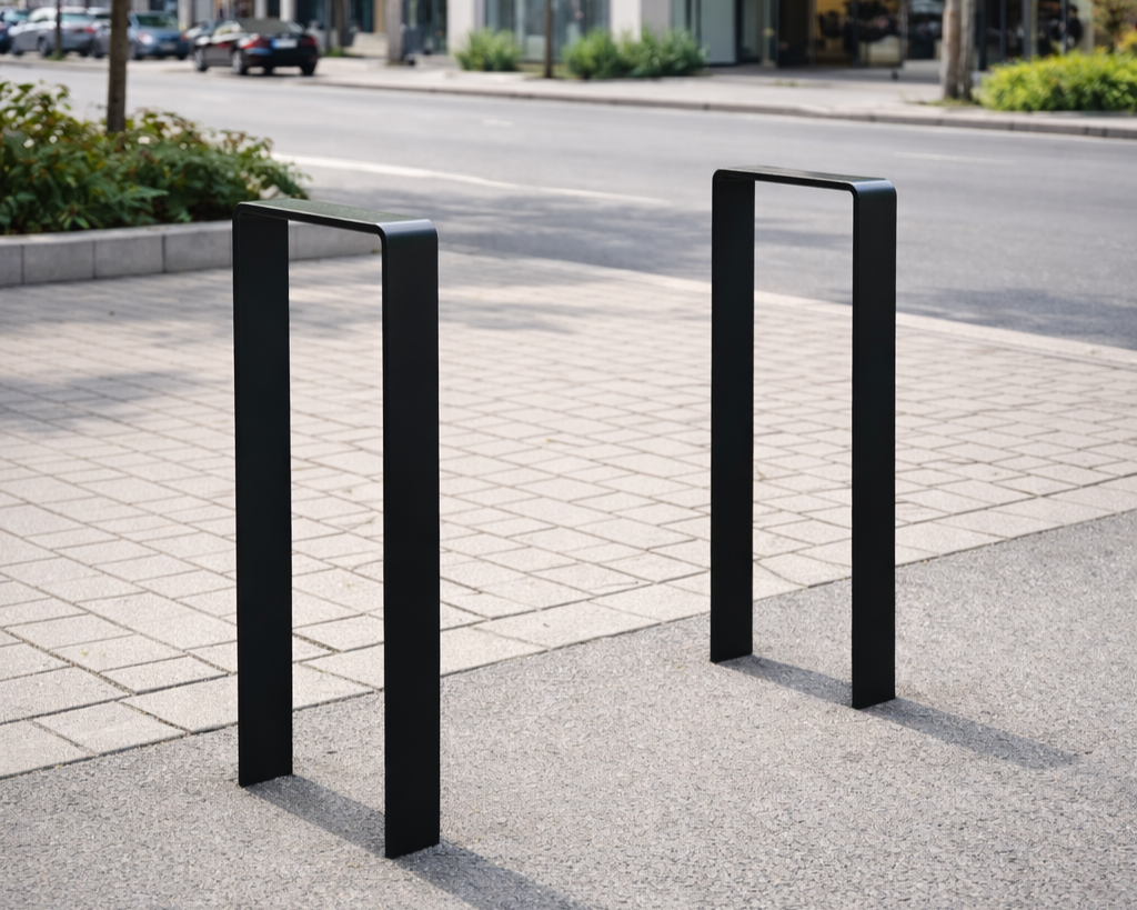 Pullert sykkelstativ som passer fint i offentlige plasser i tilknytning til kafeer og butikker