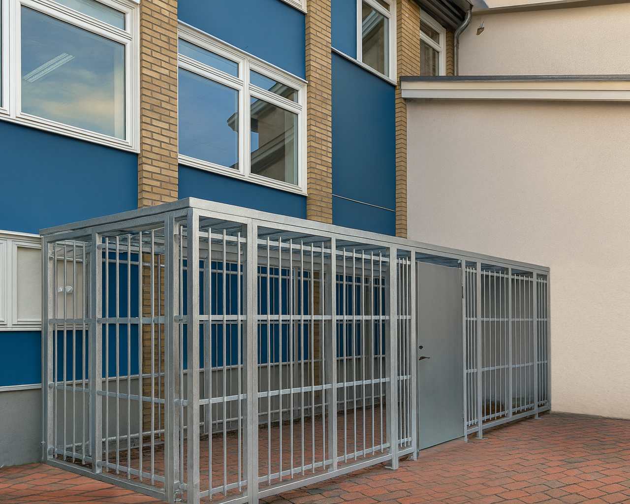 Sykkelskur satt opp ved skolebygg