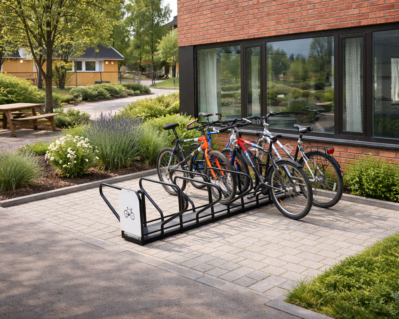 Tosidig sykkelstativ for effektiv parkering på begge sider utendørs