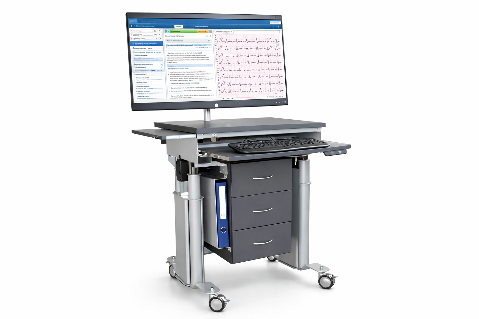 medisinsk tralle for sengepost som forenkler rapportering for sykepleier