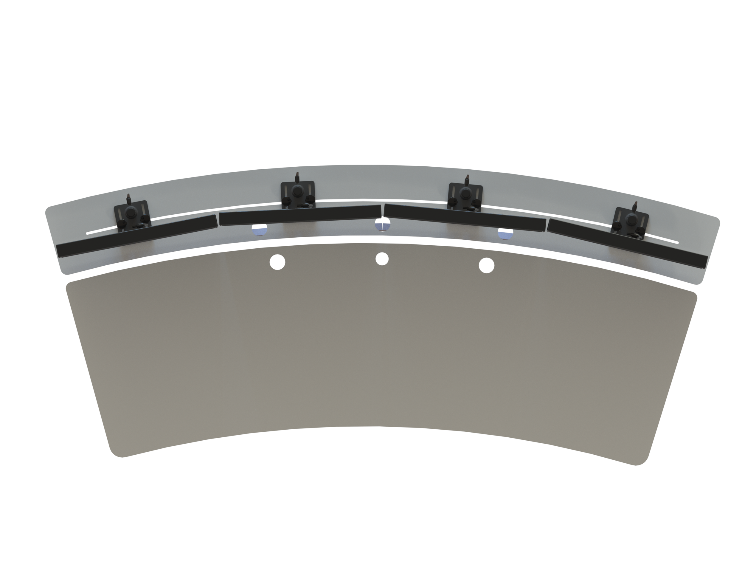 Operatørbord til kontrollrom med svakt buet plate