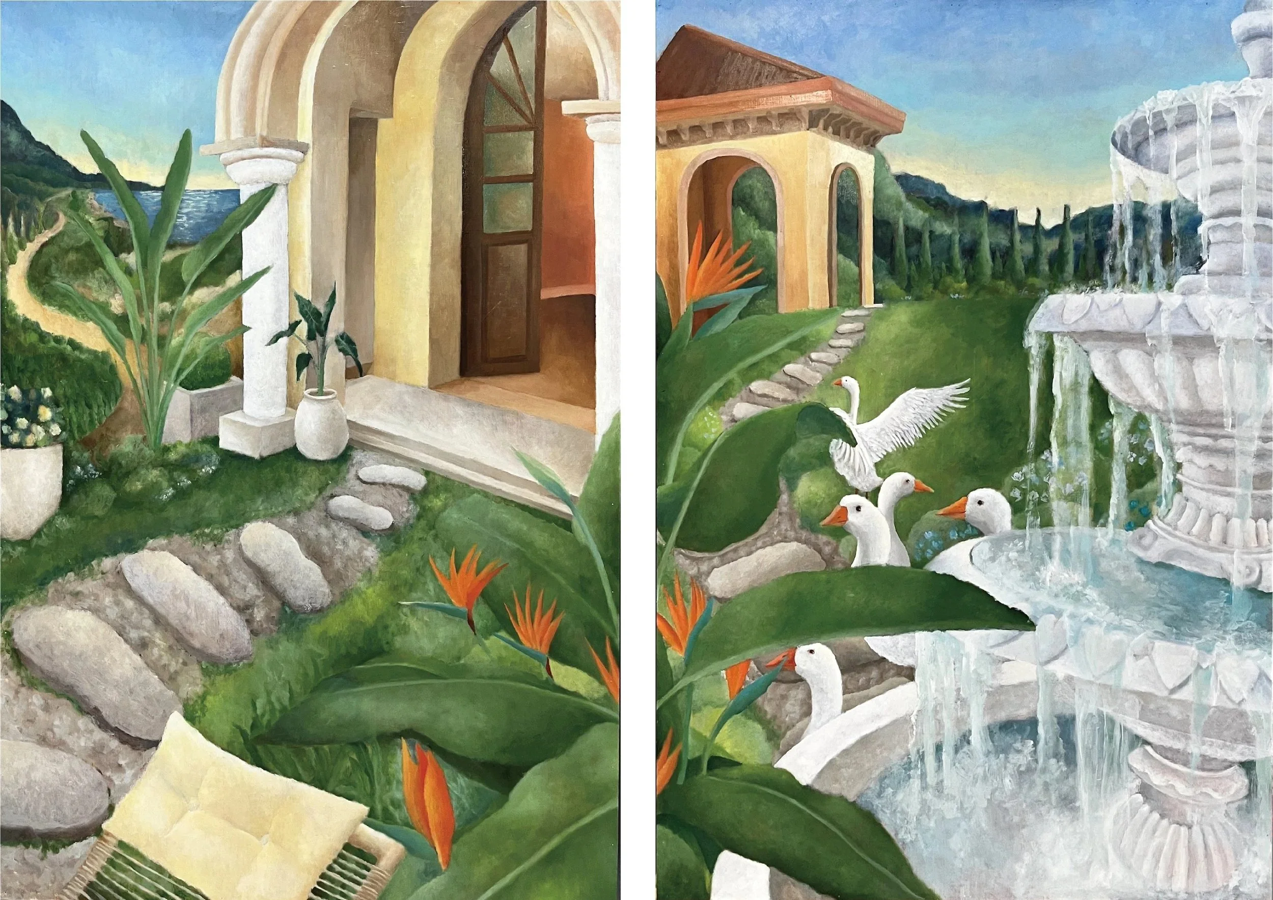 亭、苑 Gazebo and Estate |2024 |162x112cm |Oil on panel