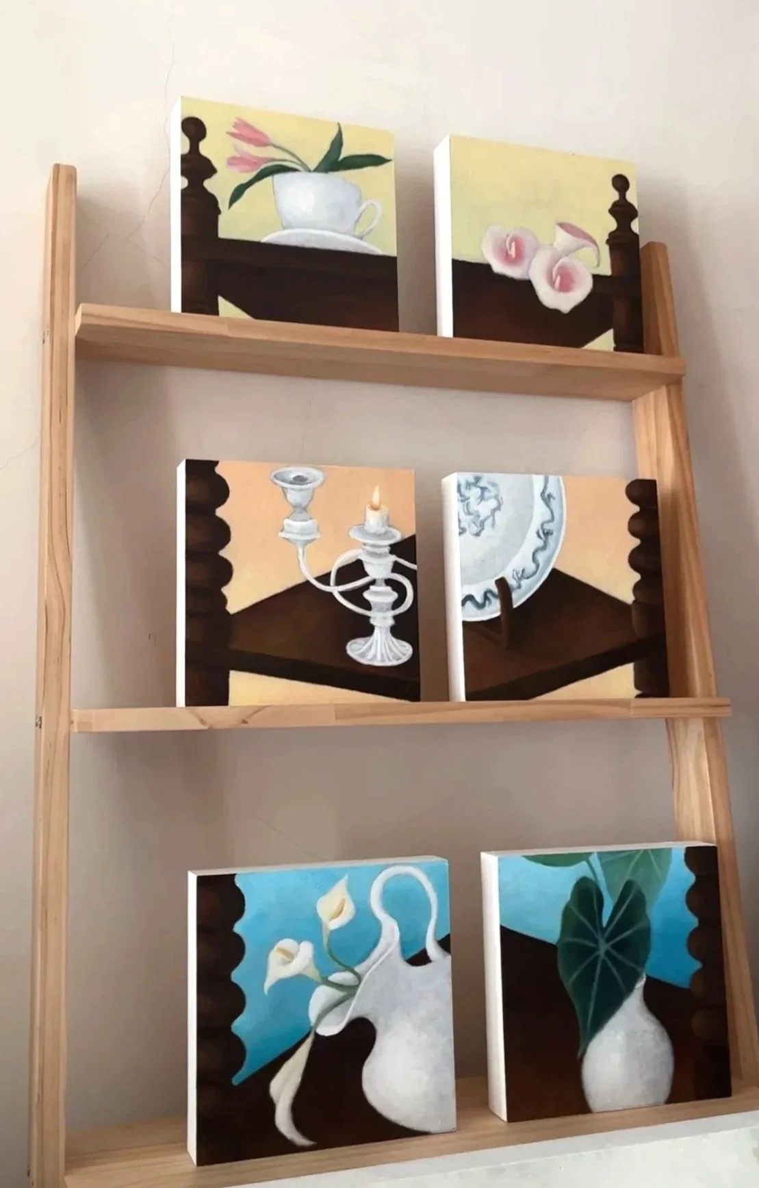 小層架 Antique etagere 1-6 |2024 |20x20cm (one piece) |Oil on panel