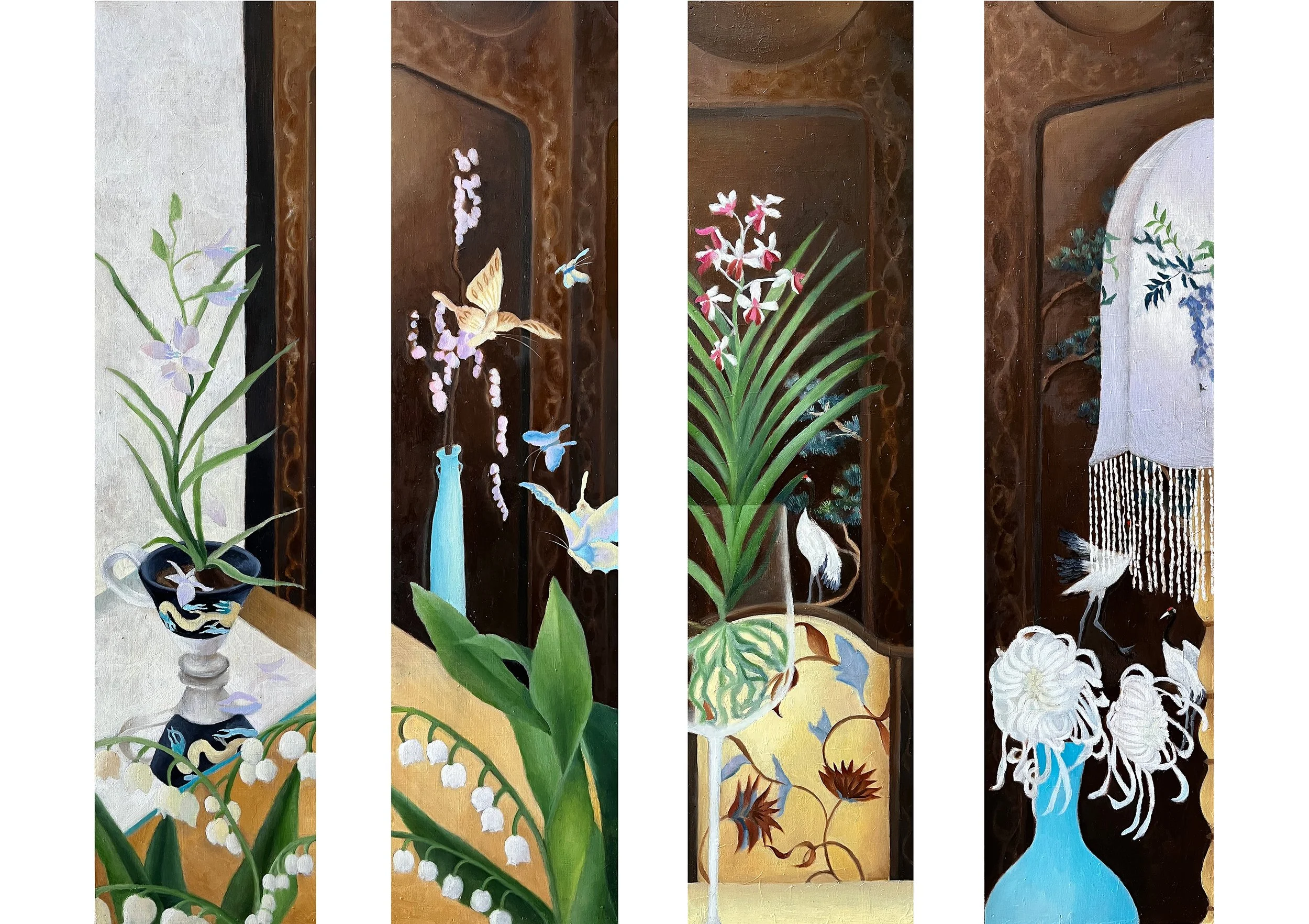 小屏風系列 Small folding screen 1-4 |2023 |20x80cm (one piece) |Oil on panel