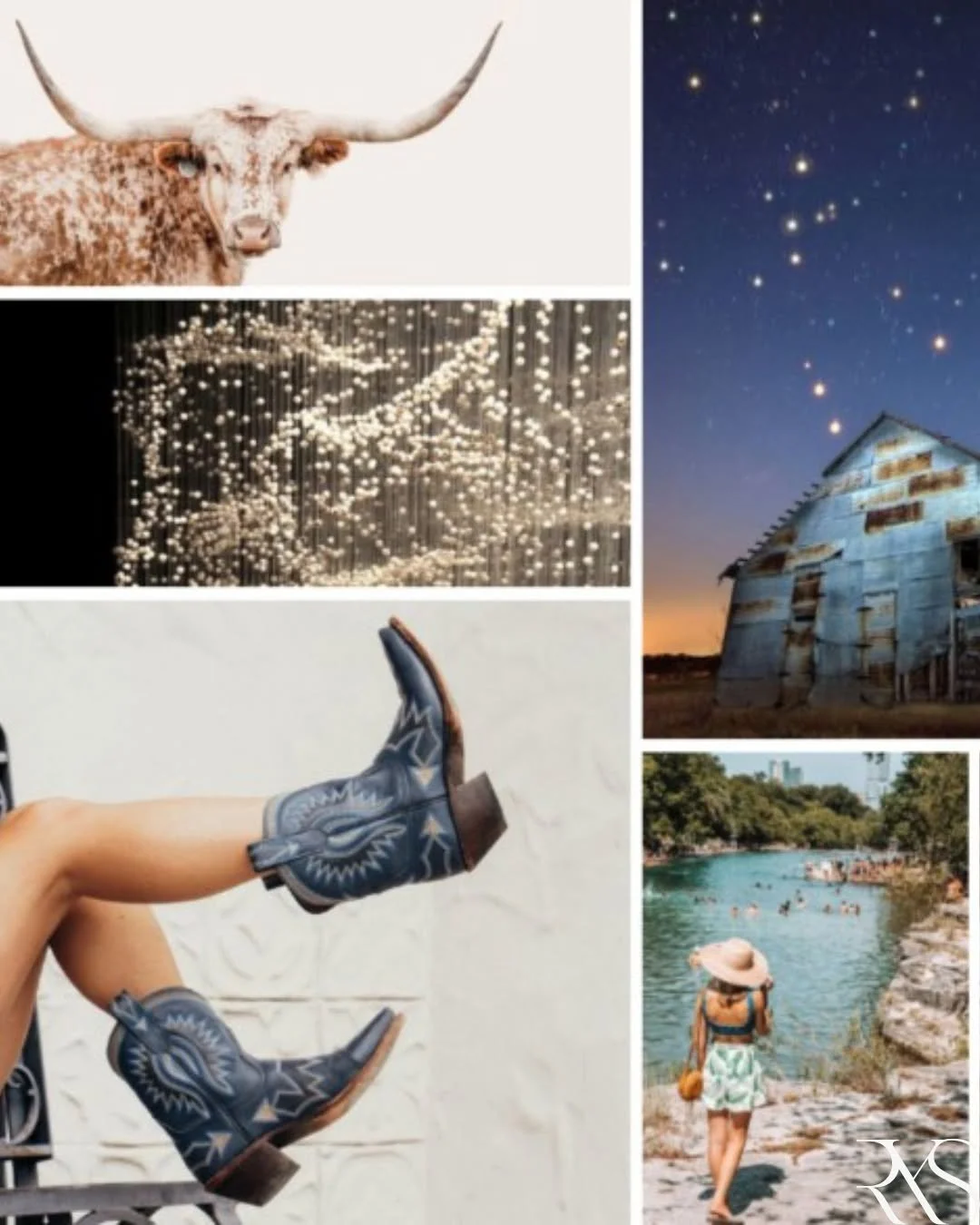 Before Renaissance Austin became a space you can walk through, it lived here&mdash;on a mood board filled with the soul of Texas.

A Longhorn&rsquo;s steady gaze.
FreeBird boots with their intricate stitching.
The shimmer of Lake Austin and all its b