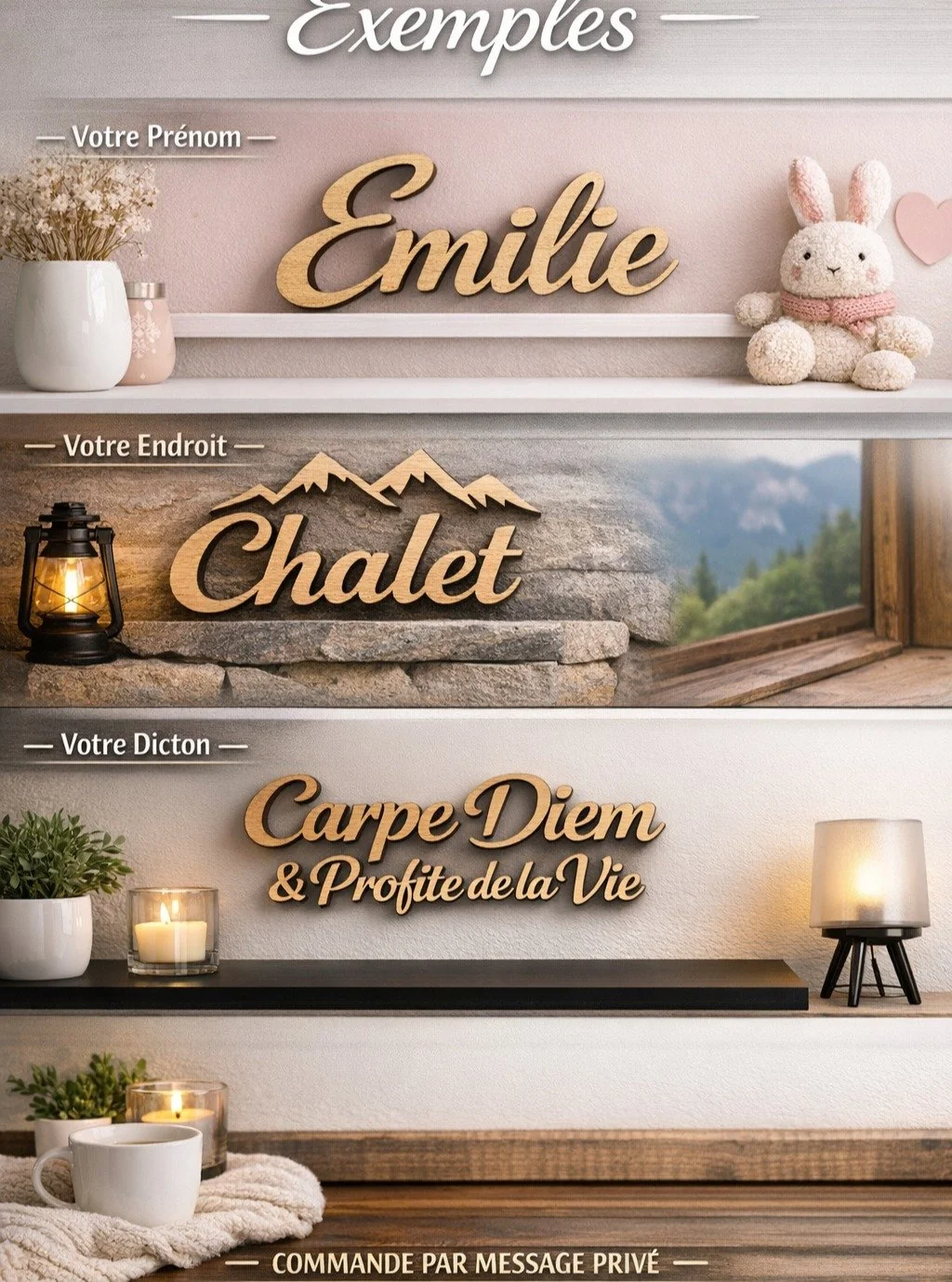 NOUVEAU ✨
Les lettres en relief en bois arrivent dans l&rsquo;atelier.
Pr&eacute;noms, mots, dictons &mdash; propres, &eacute;l&eacute;gants, faits main.
Un d&eacute;tail simple qui change toute une d&eacute;co.

📩 Commande en message.

#phhdesign #