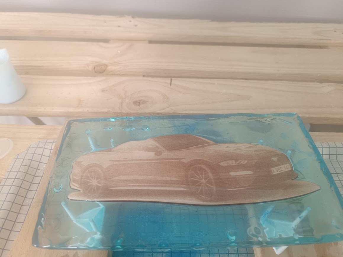 Premier test de la gravure sur la résine.