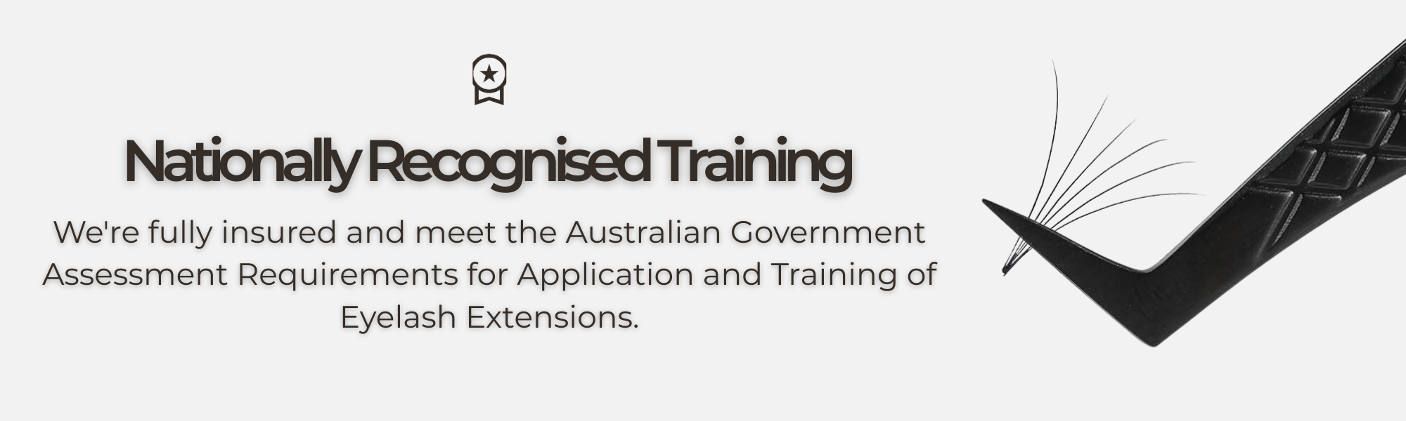 Graphic promoting nationally recognised training in eyelash extensions.