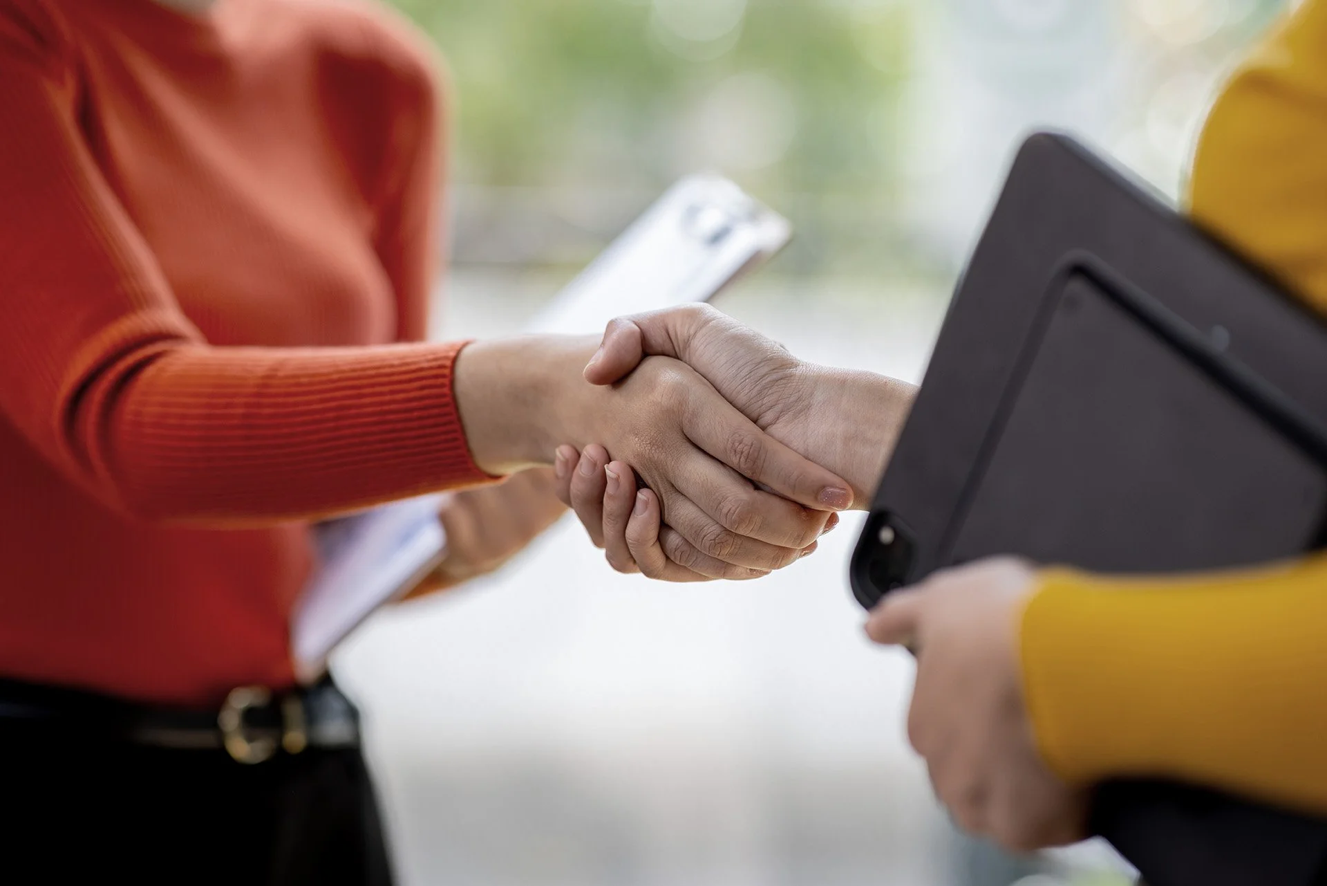 Två personer skakar hand.
