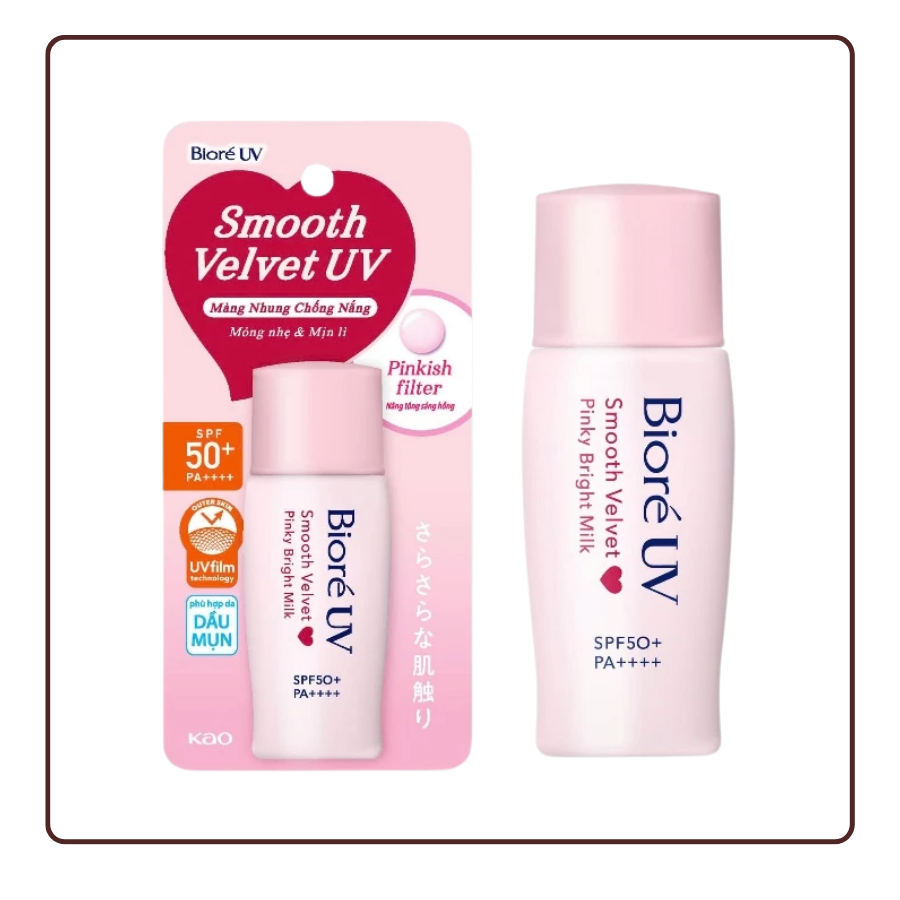 Sữa chống nắng Biore UV Smooth velvet UV Pinky Bright Milk