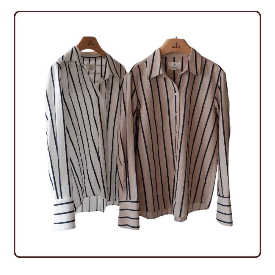 Áo sơ mi tay dài sọc BASIC SAND SHIRT