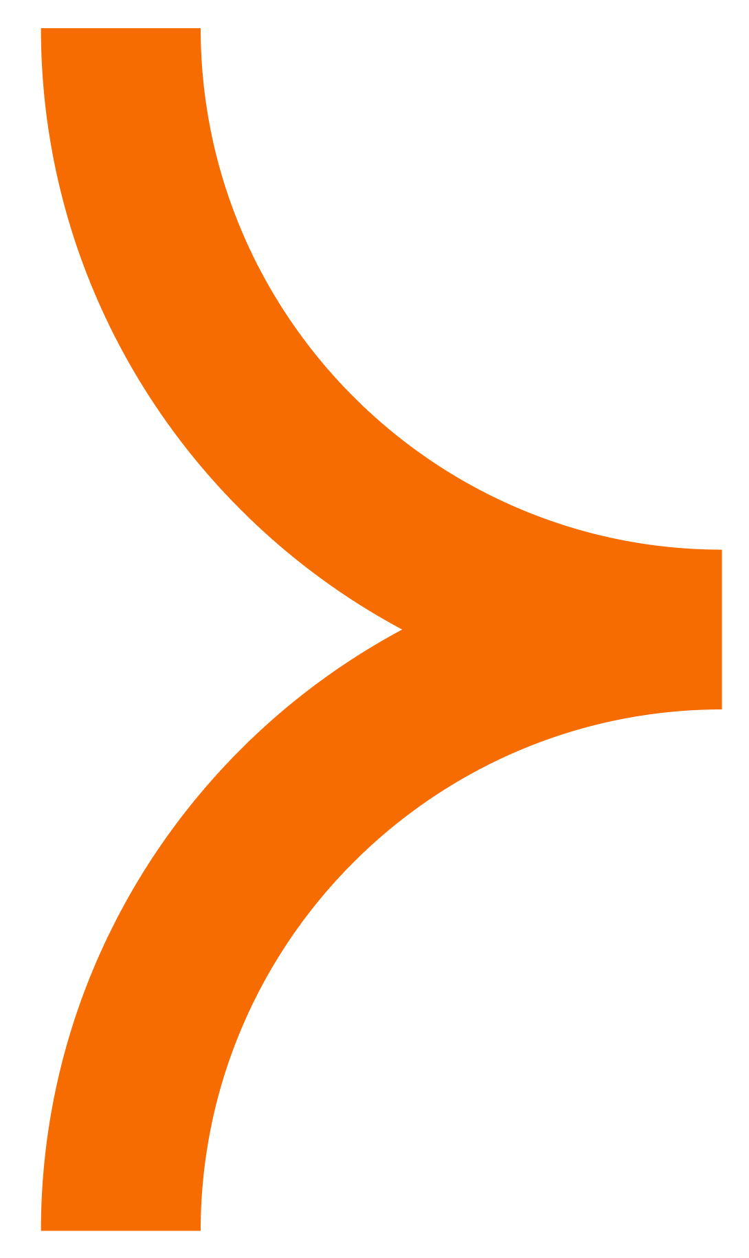 Orange arrow icon pointing to the right on a transparent background.