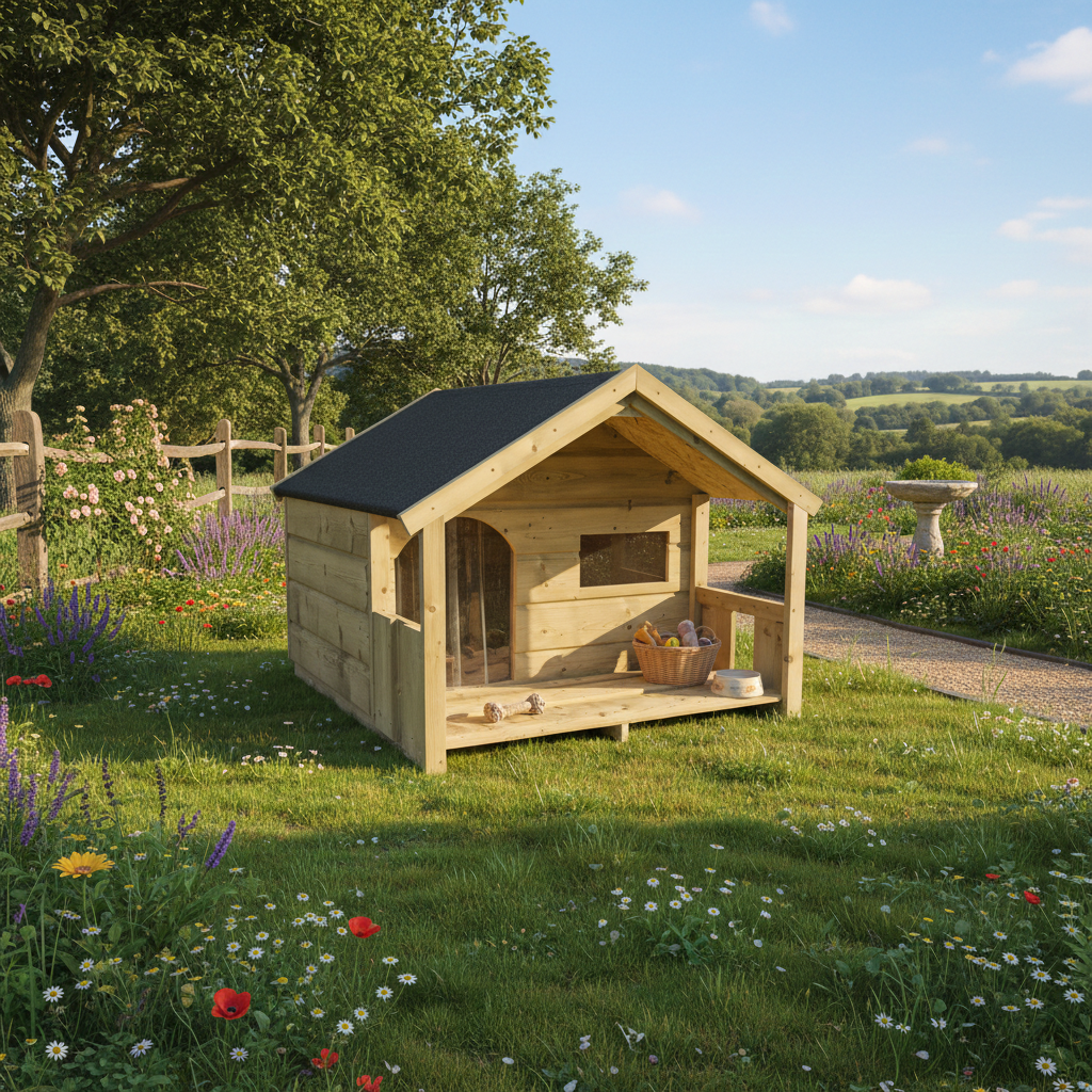 Cabin style dog kennel made in Ireland. this is a heavy duty pet house built by funky cribs