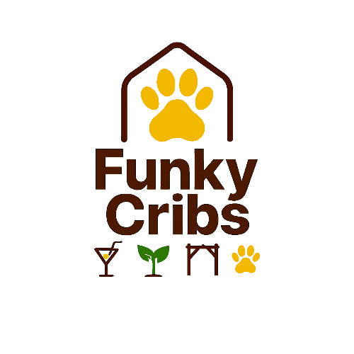 Logo for Funky Cribs. the best handmade insulated dog houses in ireland.