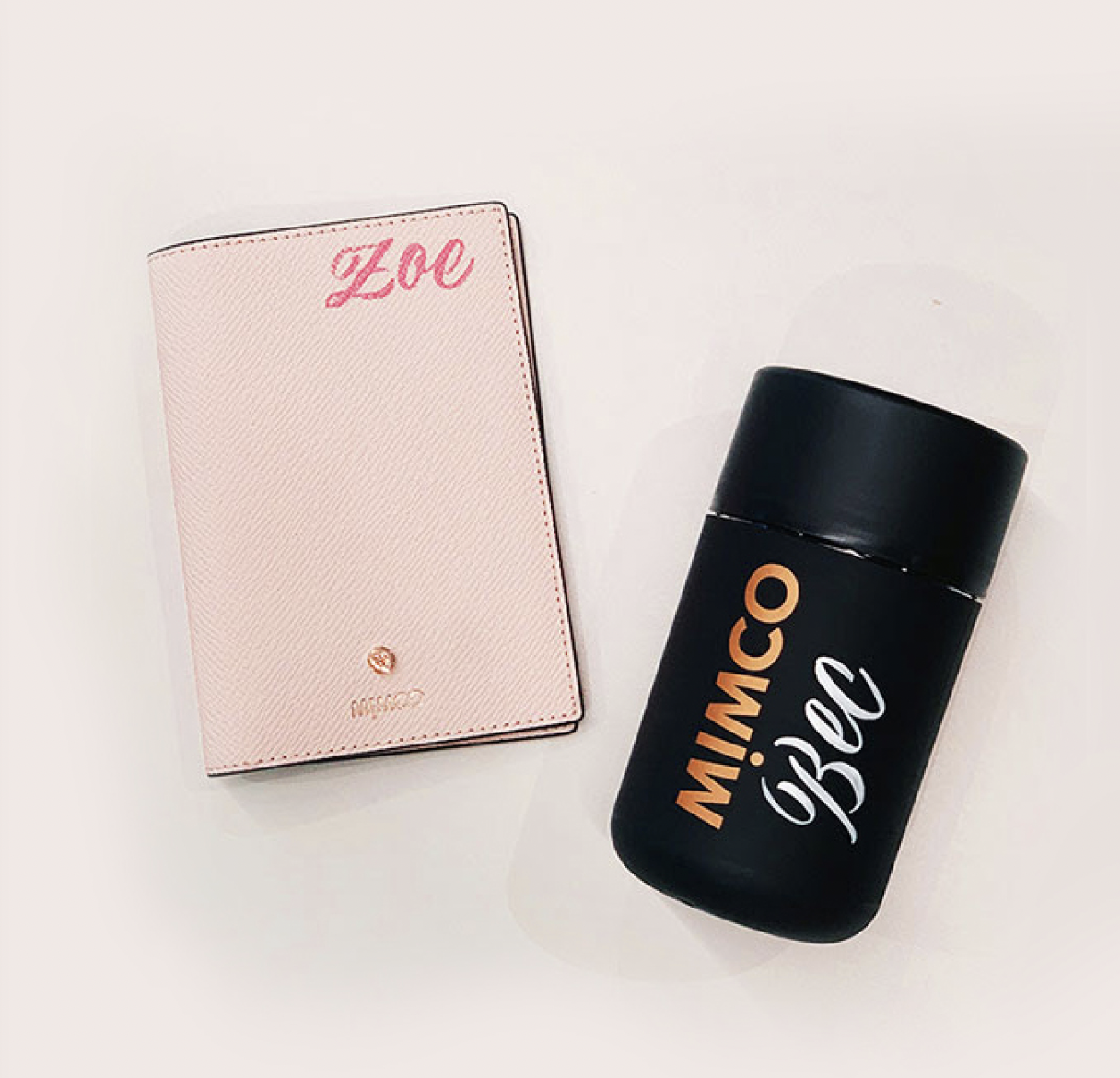 Hand painted customisation of Mimco products. Work by Wanissa, a calligraphy artist specialised in personalising luxury goods on the spot in retail settings.