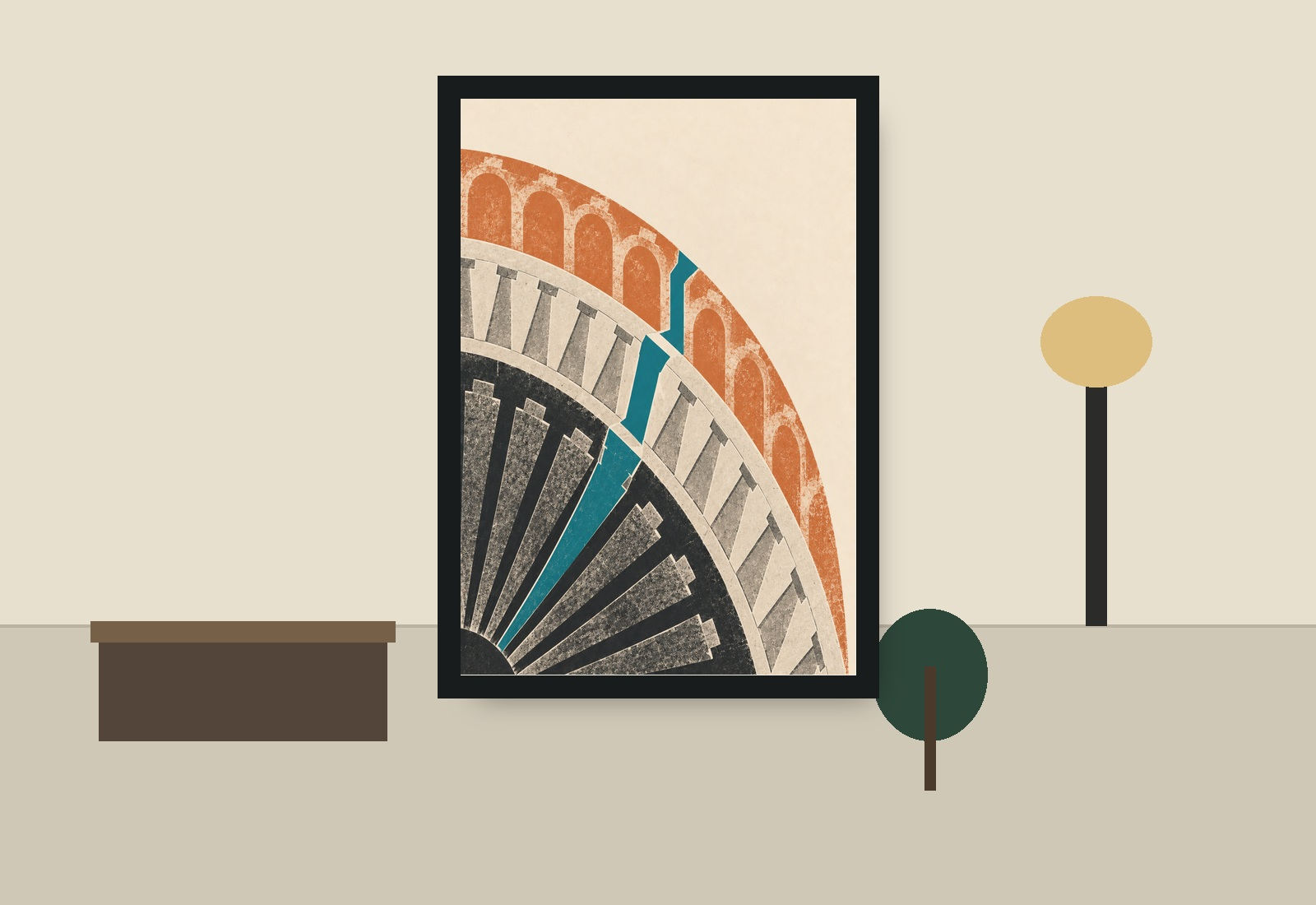 The Arithmetic of Dawn art print in an original Northbound room scene with a restrained architectural interior and warm natural light.
