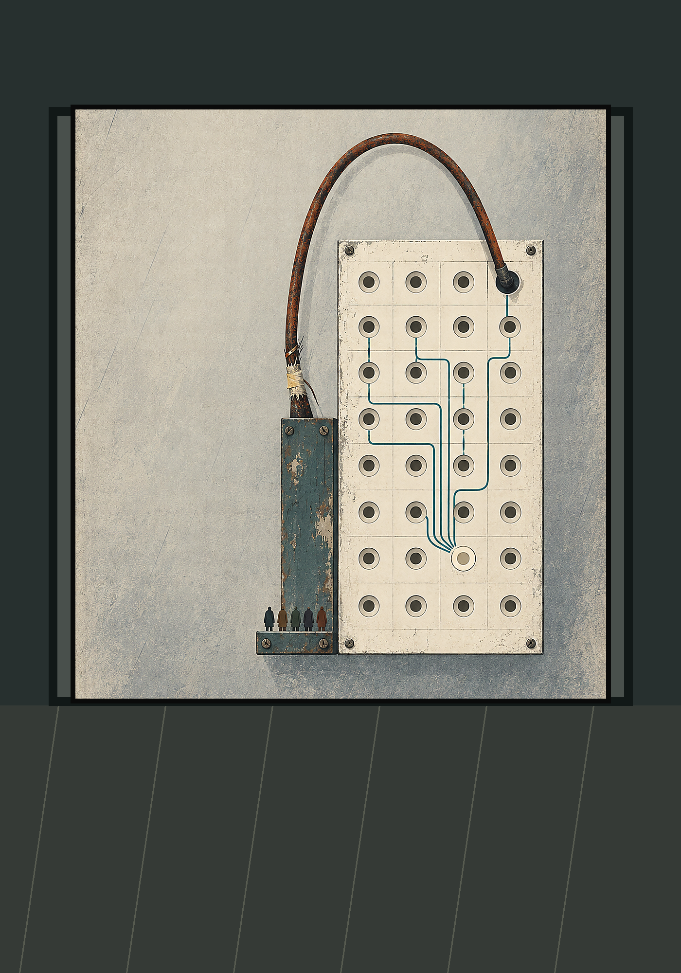The Last Analogue framed in a rain-dark institutional setting