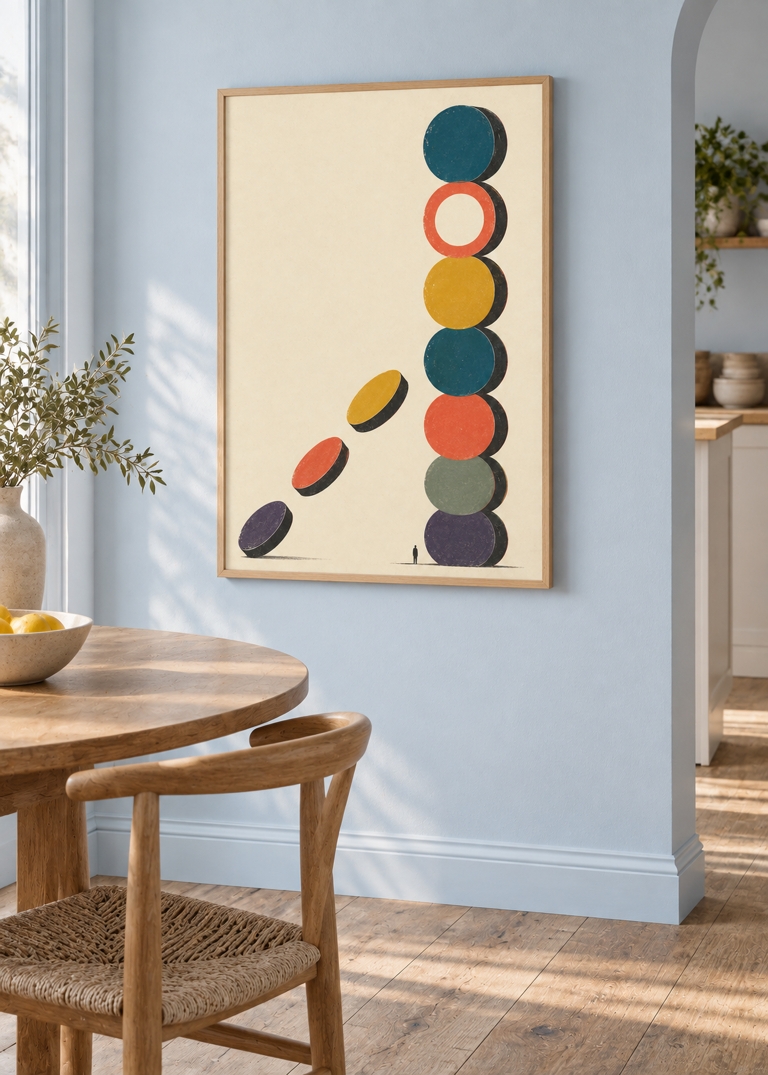 Hours That Left First in an oak frame in a pale blue morning dining alcove.