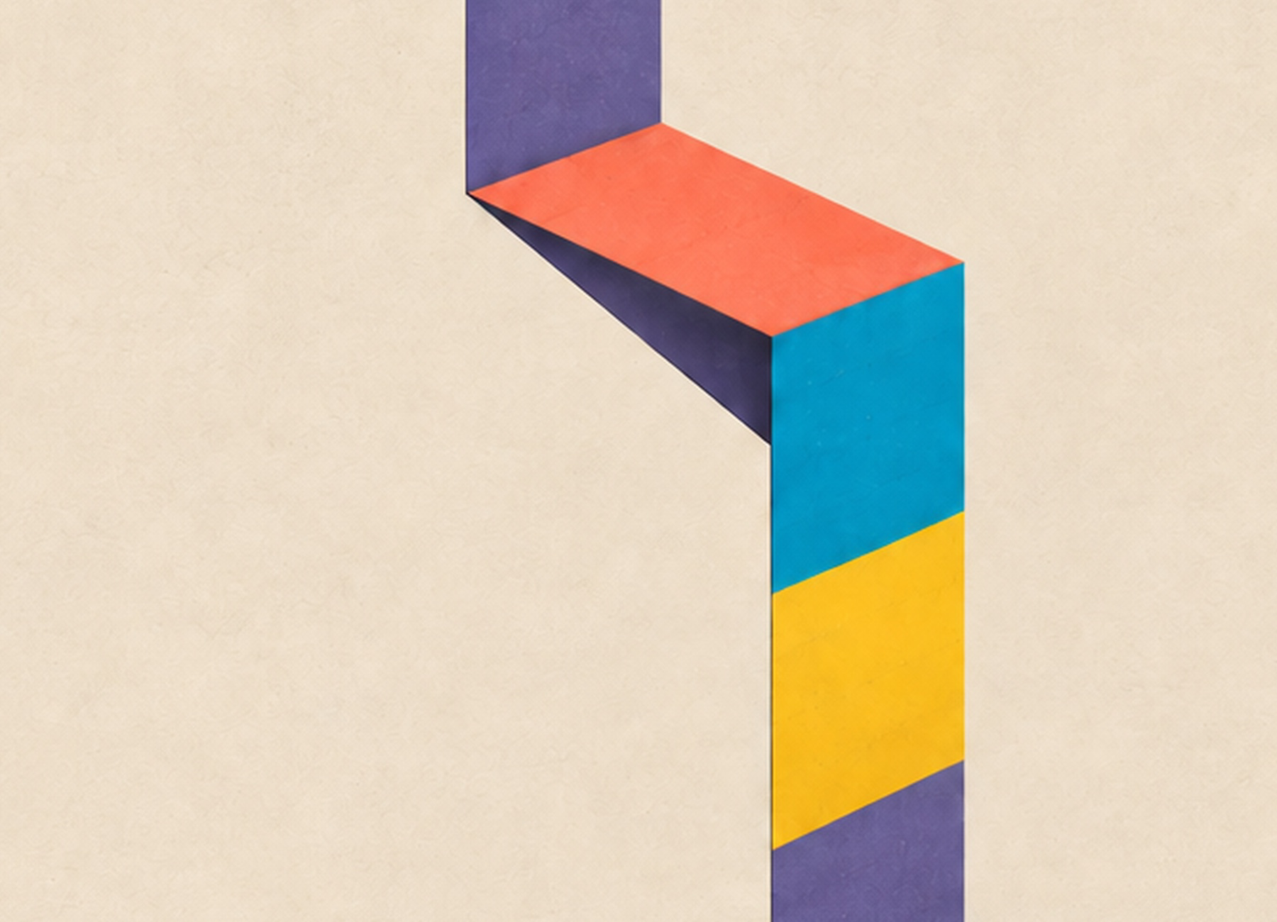 Artwork detail from No Floor in the Feed showing the folded colour ribbon continuing around a shadowed turn.