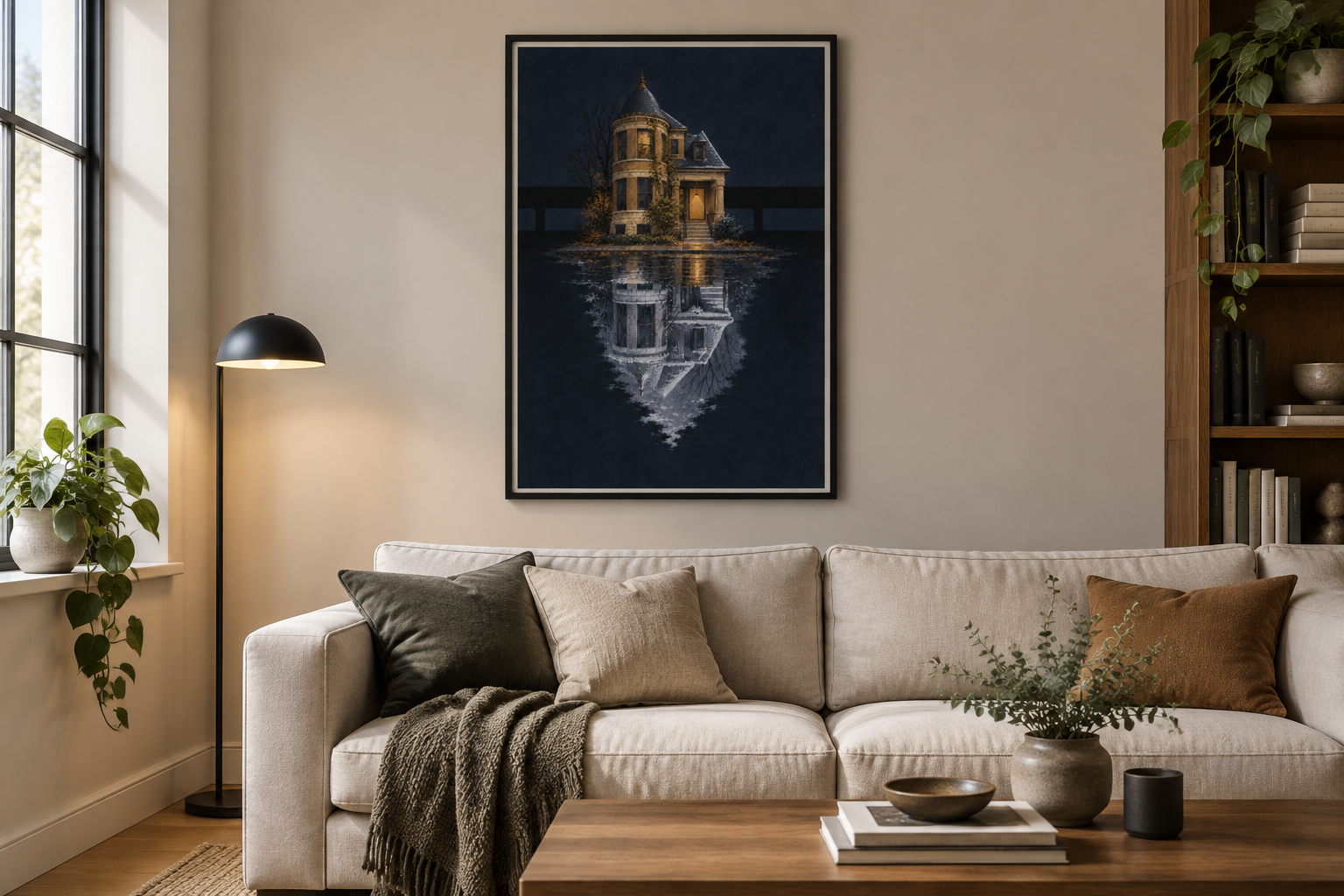 The Street That Nearly Fits art print displayed in an ordinary contemporary home interior.