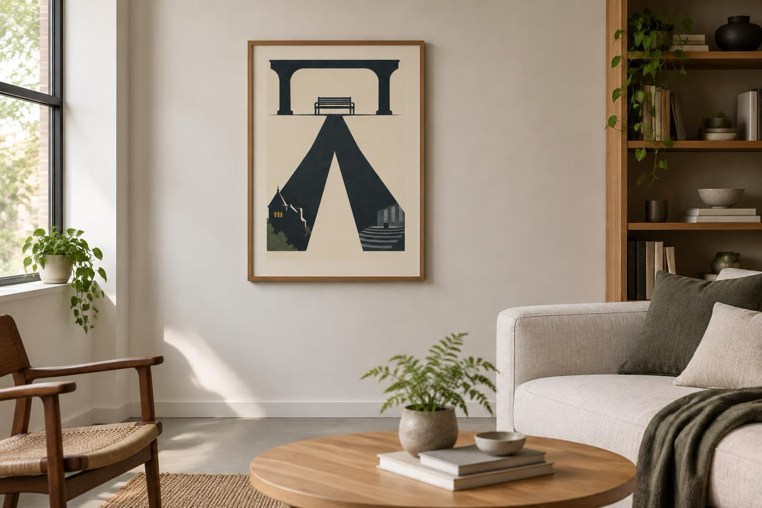 Borrowed Morning art print displayed in an ordinary contemporary home interior.