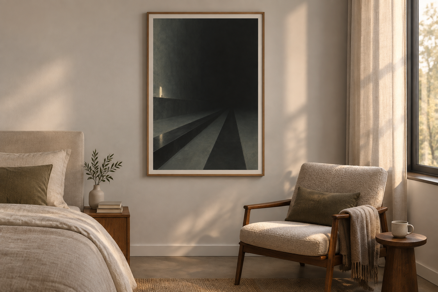 The Empty Province art print displayed in an ordinary contemporary home interior.