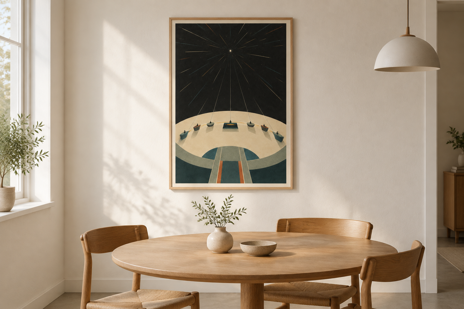 STRK-01 art print displayed in an ordinary contemporary home interior.