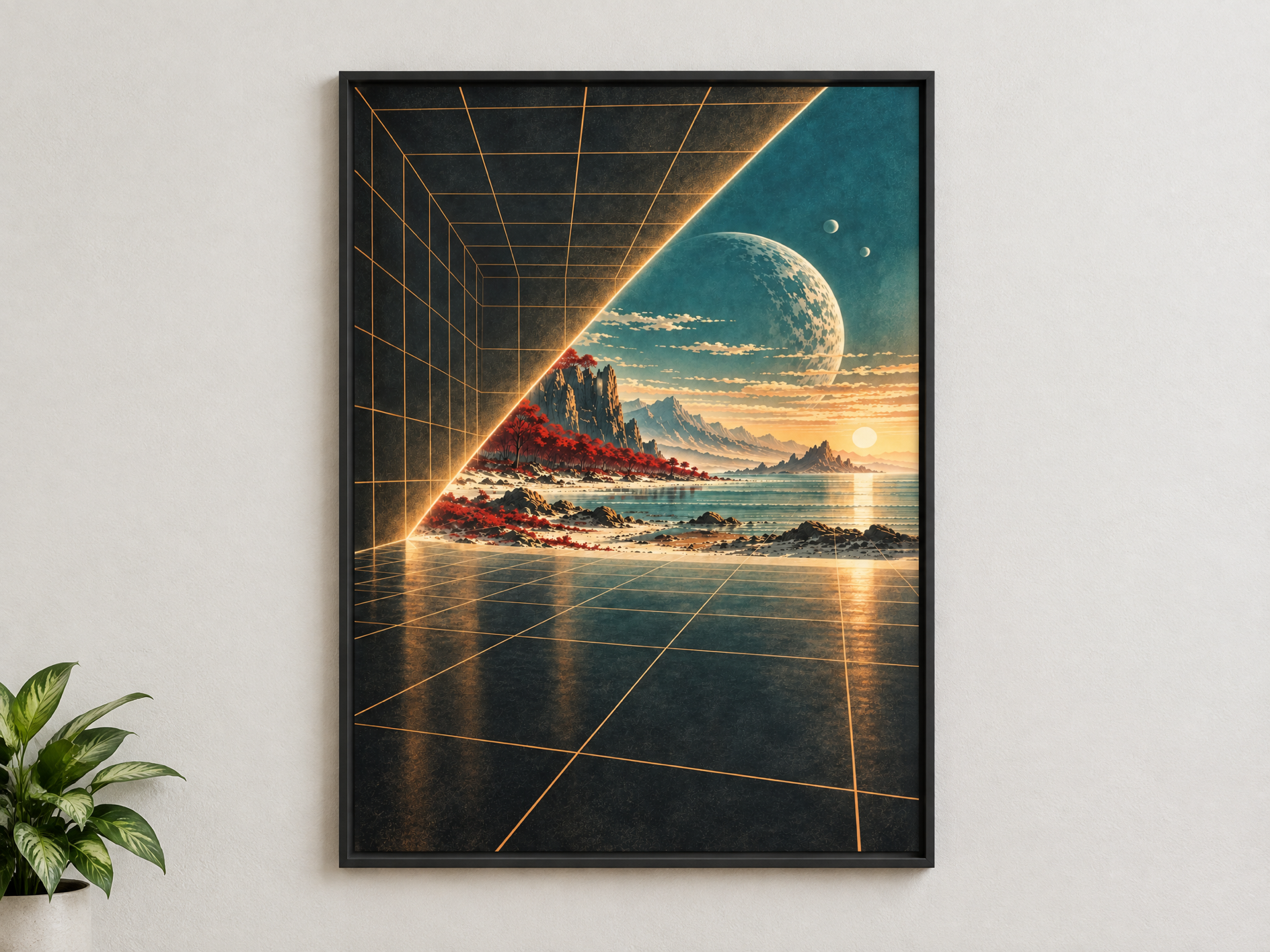 The World Between Walls art print professionally framed on a neutral wall.