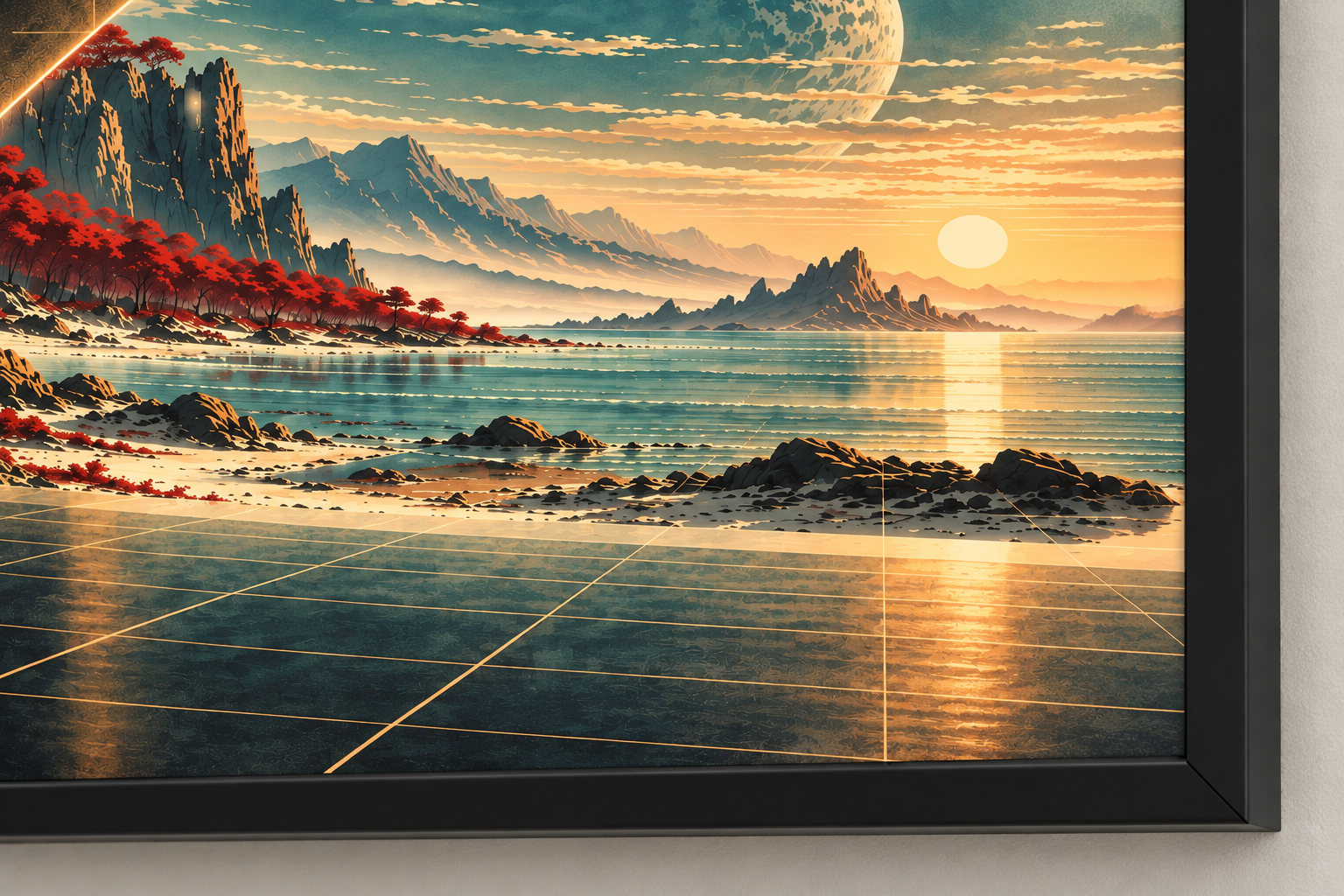Detail view of the The World Between Walls artwork.
