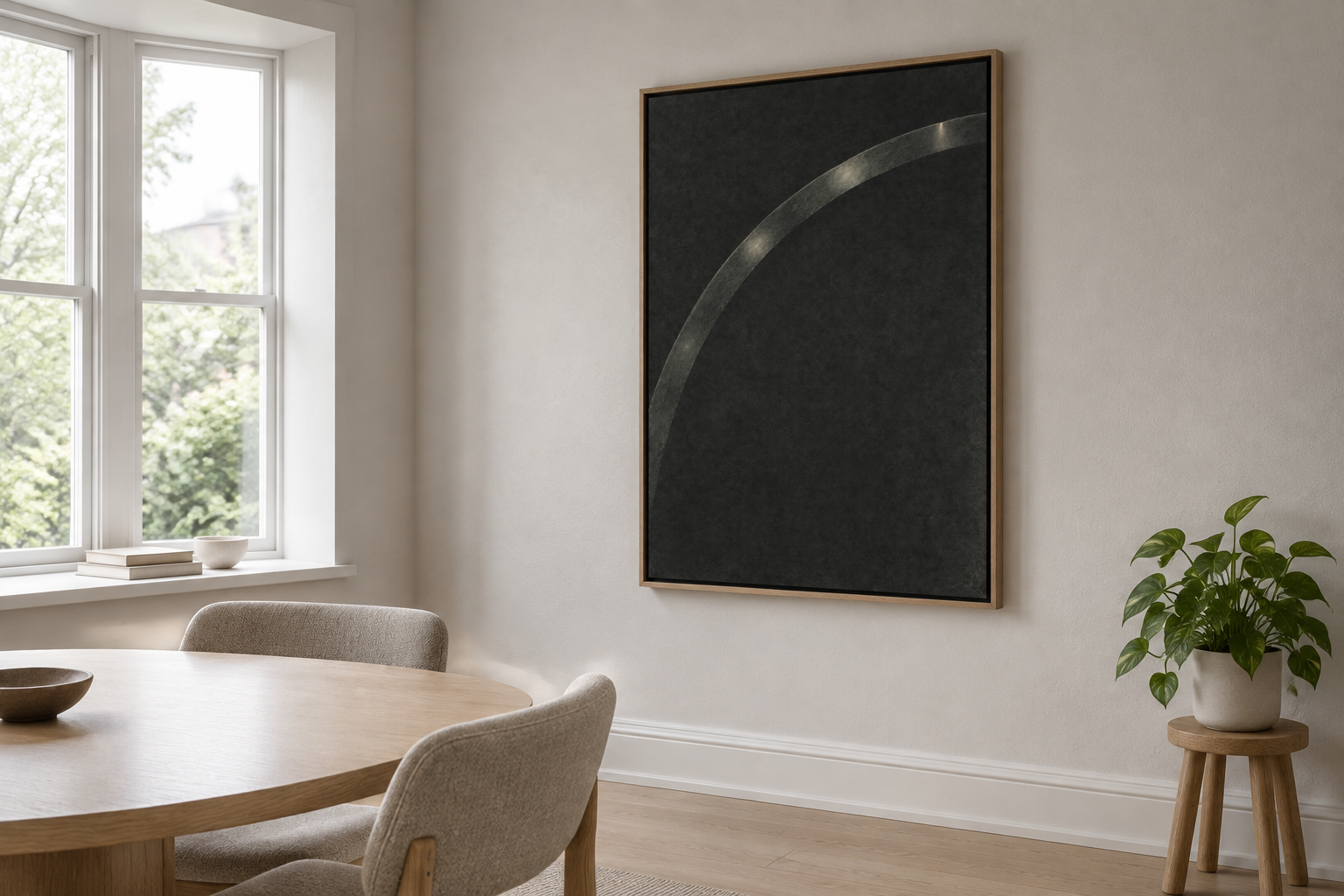 The Long Stable Hour — Collider Futures Art Print art print displayed in an ordinary contemporary home interior.