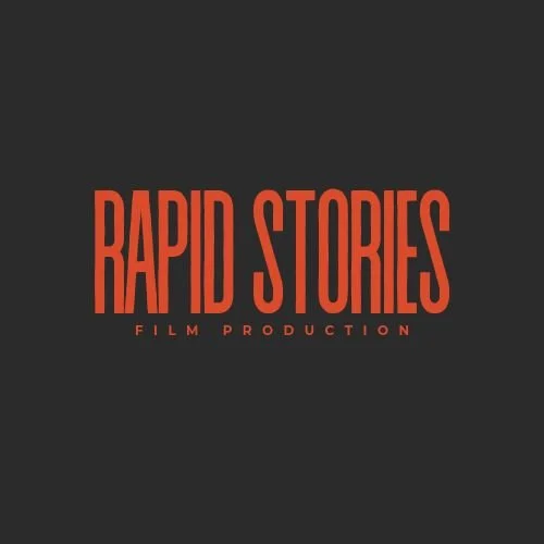 Logo for Rapid Stories Film Production with red text on a black background.
