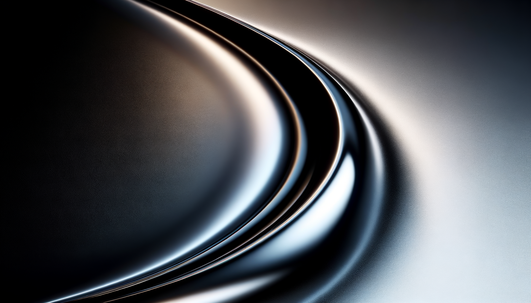 Close-up of a sleek, metallic, curved surface with smooth reflections and a gradient from dark to light.
