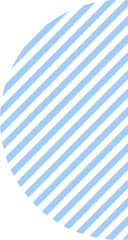 An abstract design with a large circle filled with diagonal black and light blue stripes on a black background.
