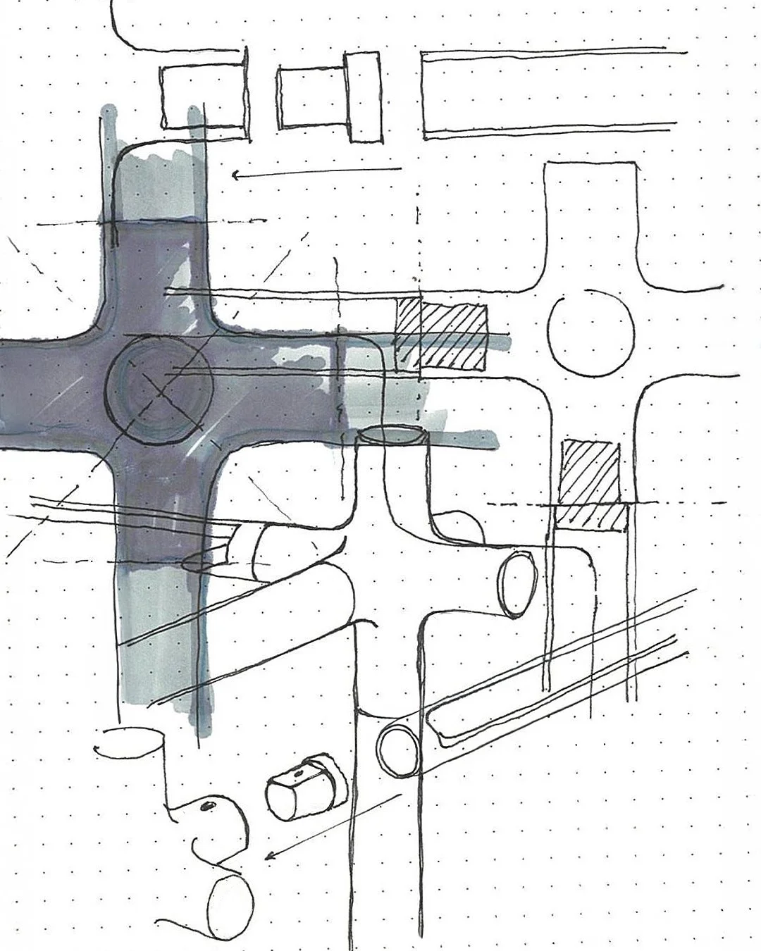Knuckle Bones by Andrew Roberts modular shelving system featuring cast joint connectors, laser-cut steel tubing, and press-fit components arranged in a configurable structural storage layout.