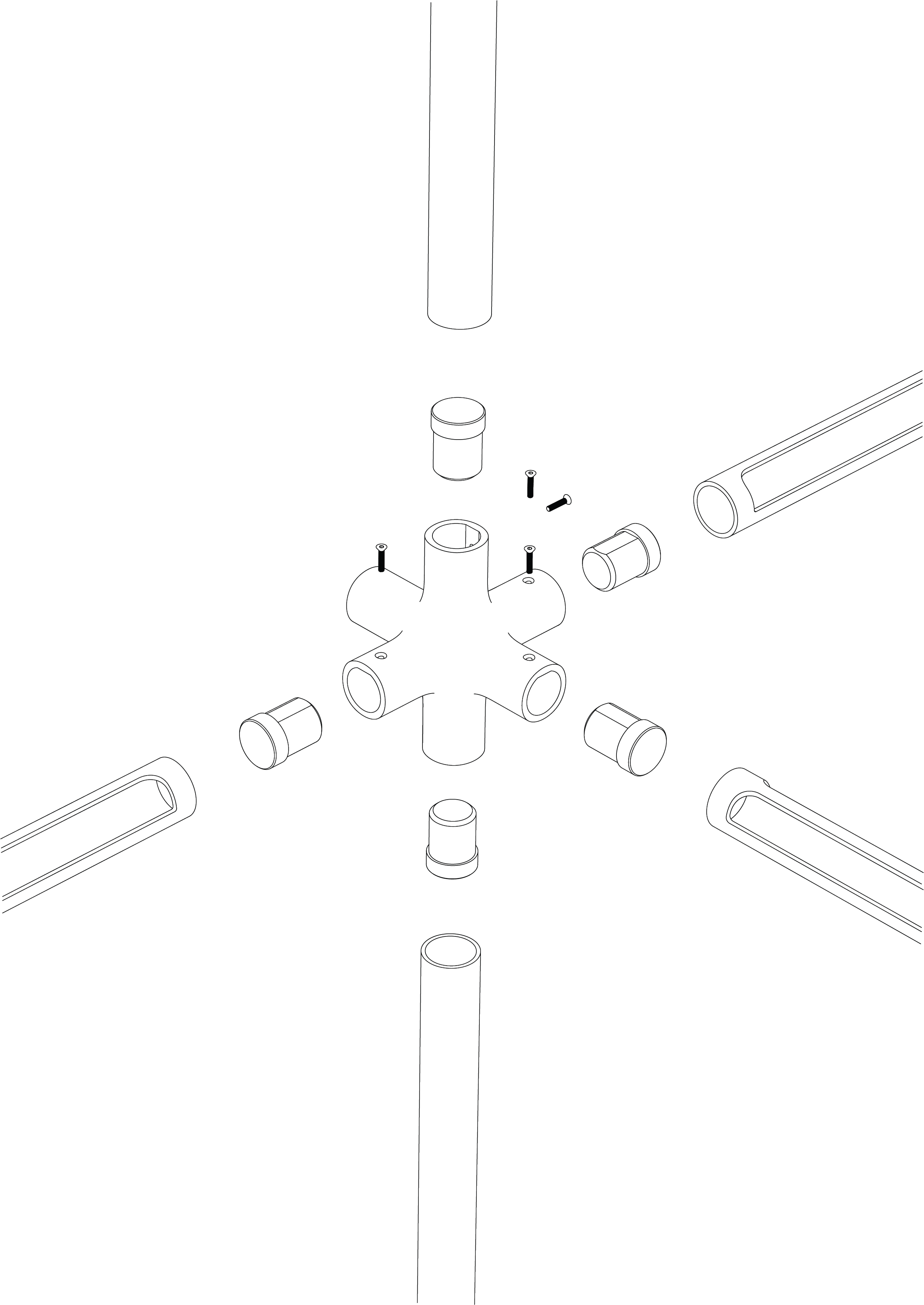 Knuckle Bones by Andrew Roberts modular shelving system featuring cast joint connectors, laser-cut steel tubing, and press-fit components arranged in a configurable structural storage layout.